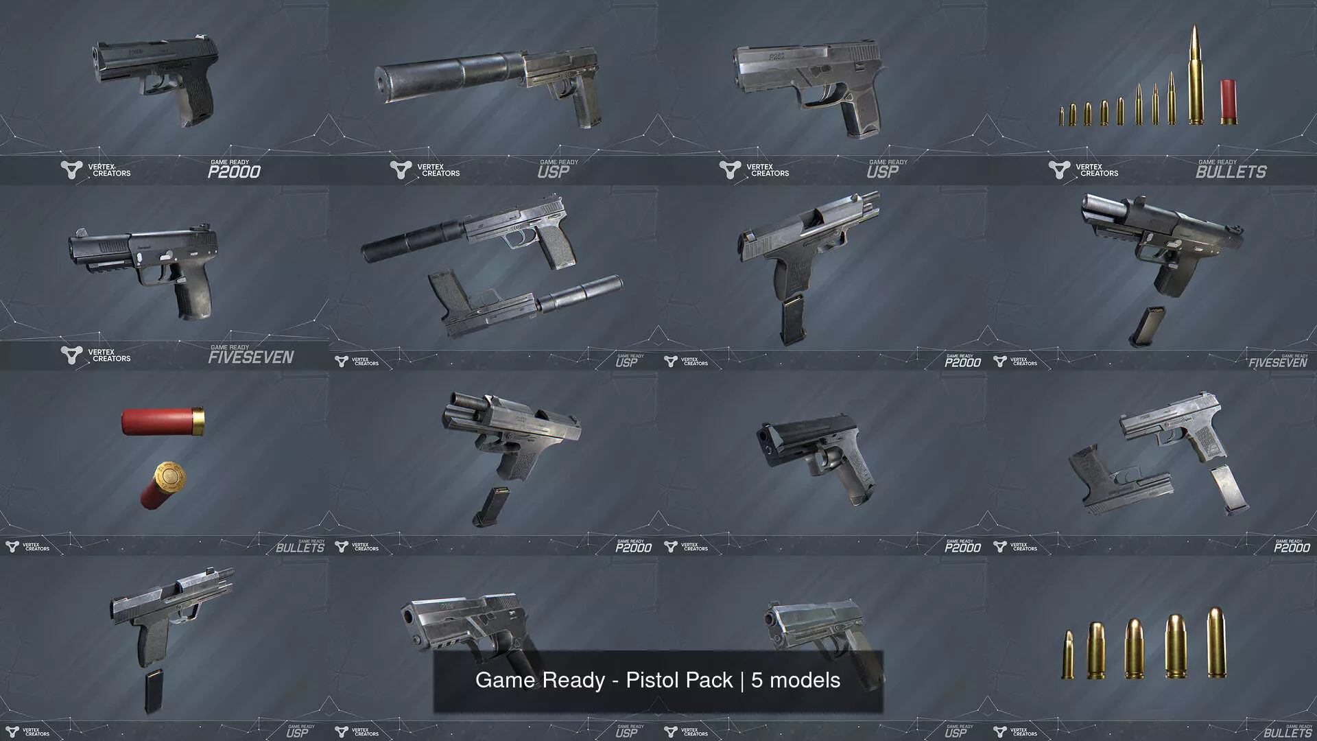 Game Ready - Pistol Pack 3D Model Collection_0