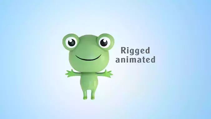 Low Poly Cartoon Frog Rigged Low-poly 3D model