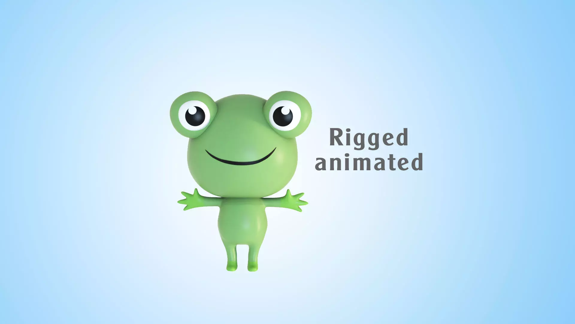 Low Poly Cartoon Frog Rigged Low-poly 3D model