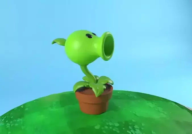 Plants vs Zombies Peashooter - Model for 3d printing STL OBJ FBX