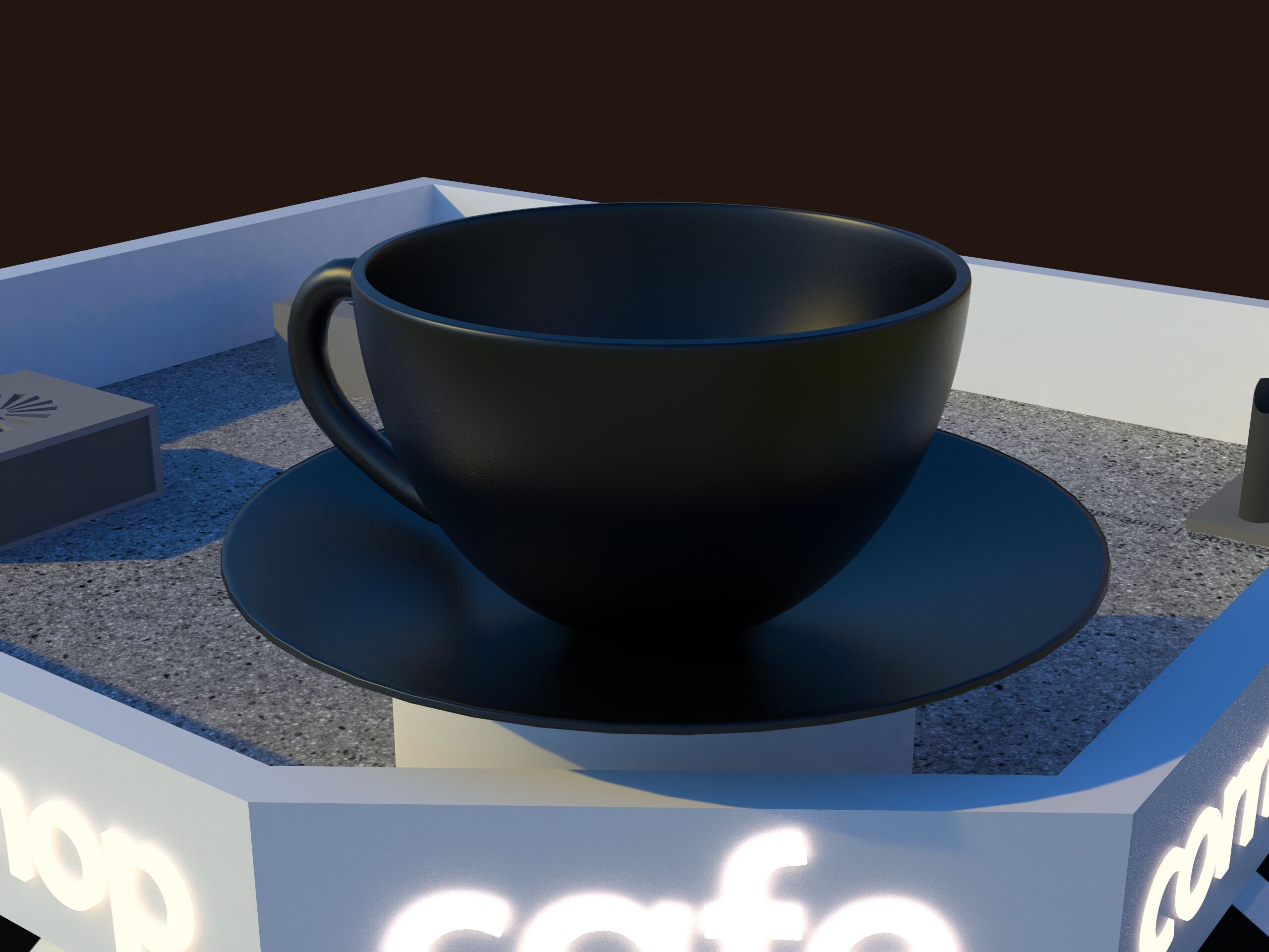 A corner coffee shop Low-poly 3D model_4