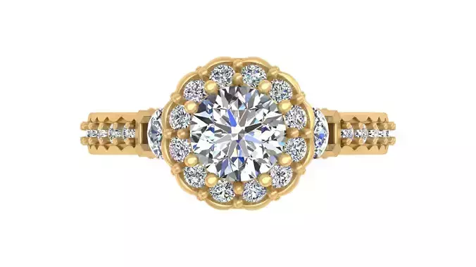 Vintage-Inspired Halo Diamond Engagement Ring 