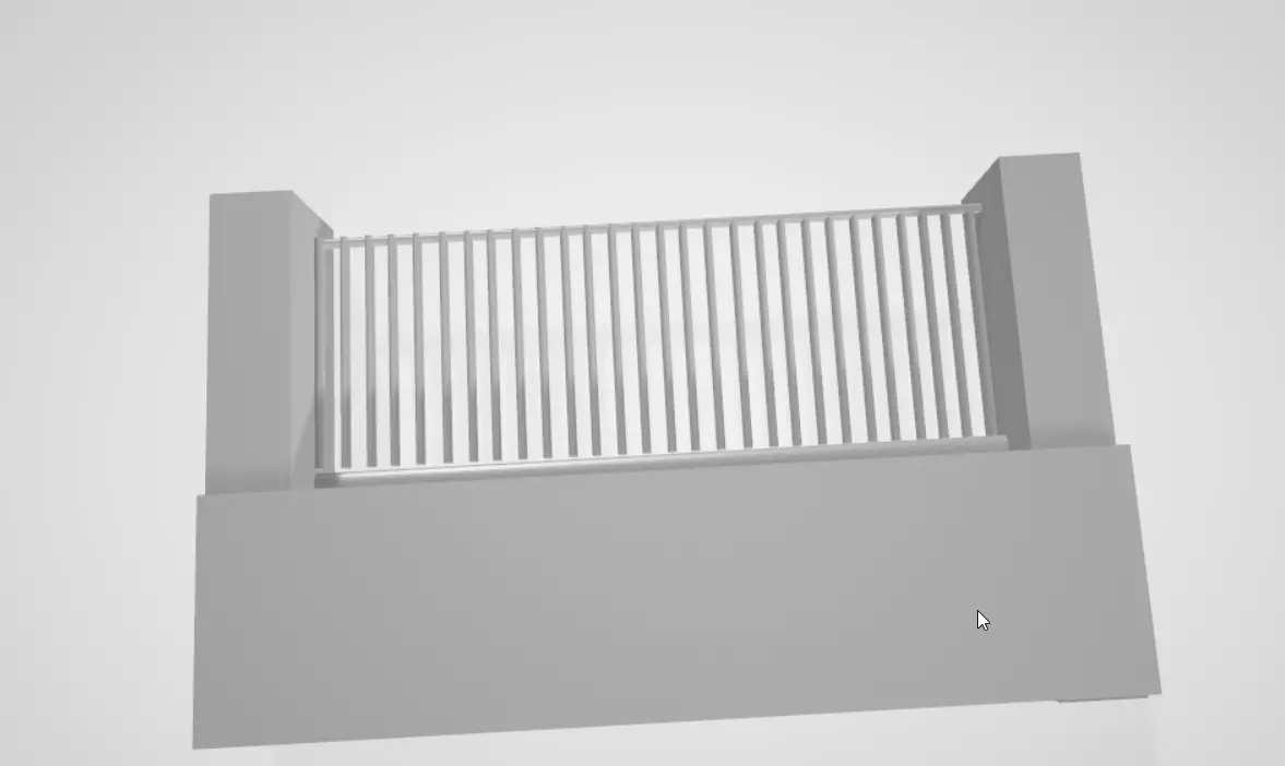 Wall with fence Free low-poly 3D model_0