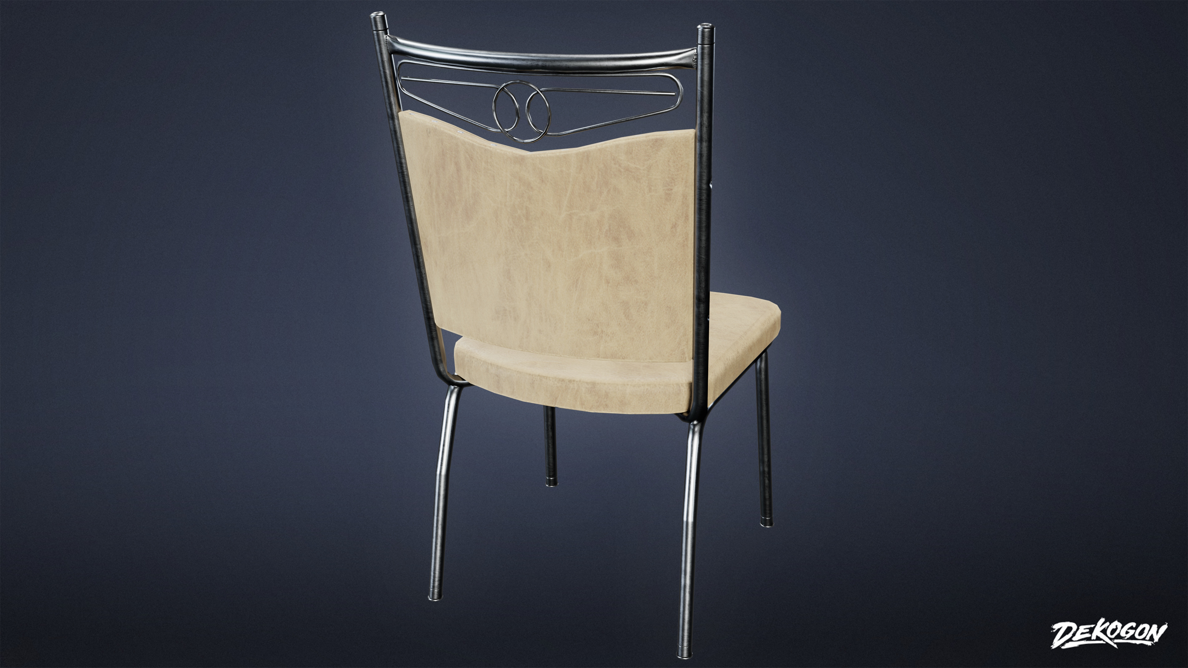 MIDCENTURY - Table and Chair 01 - LOW POLY Low-poly 3D model_4