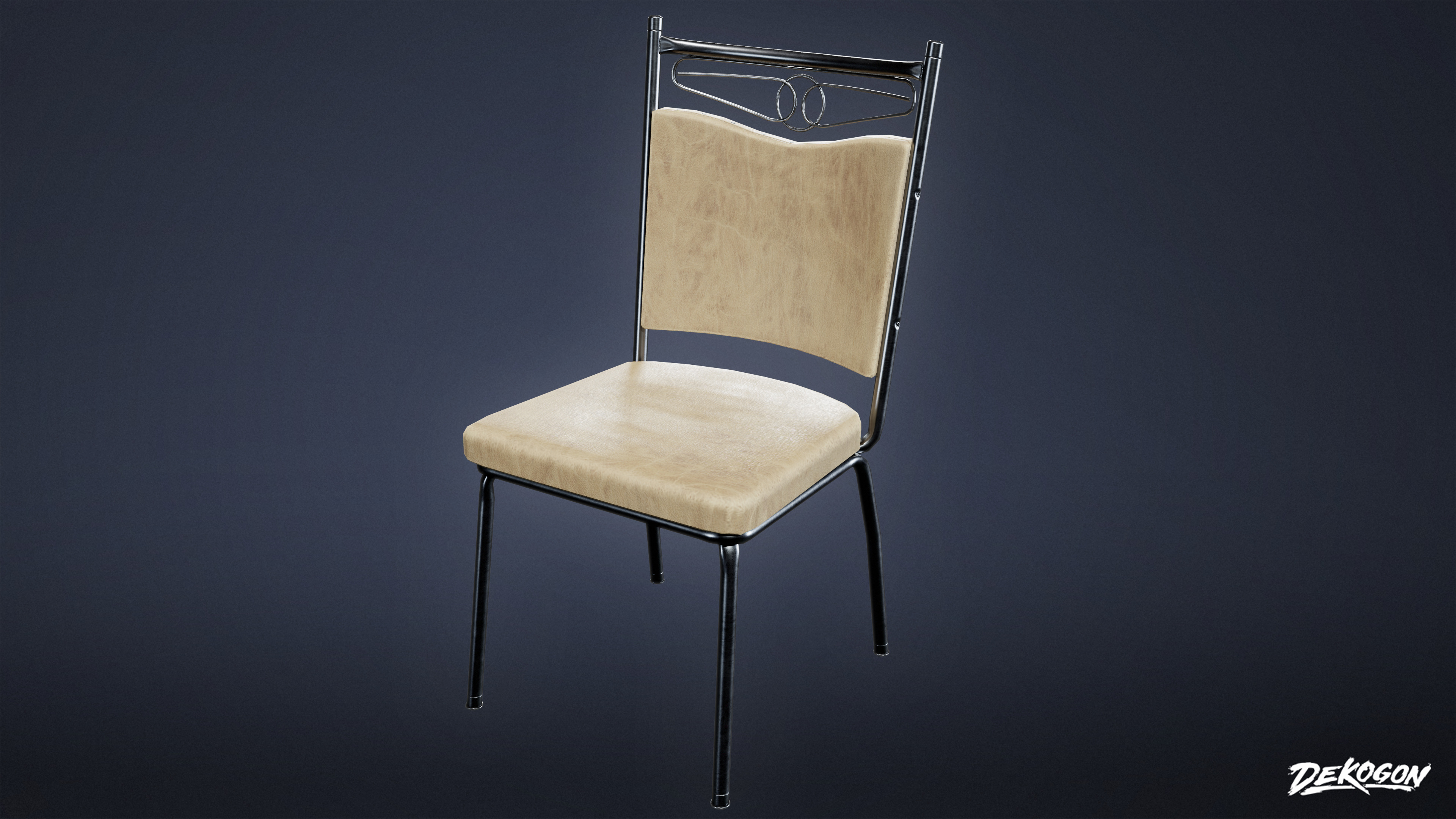 MIDCENTURY - Table and Chair 01 - LOW POLY Low-poly 3D model_3