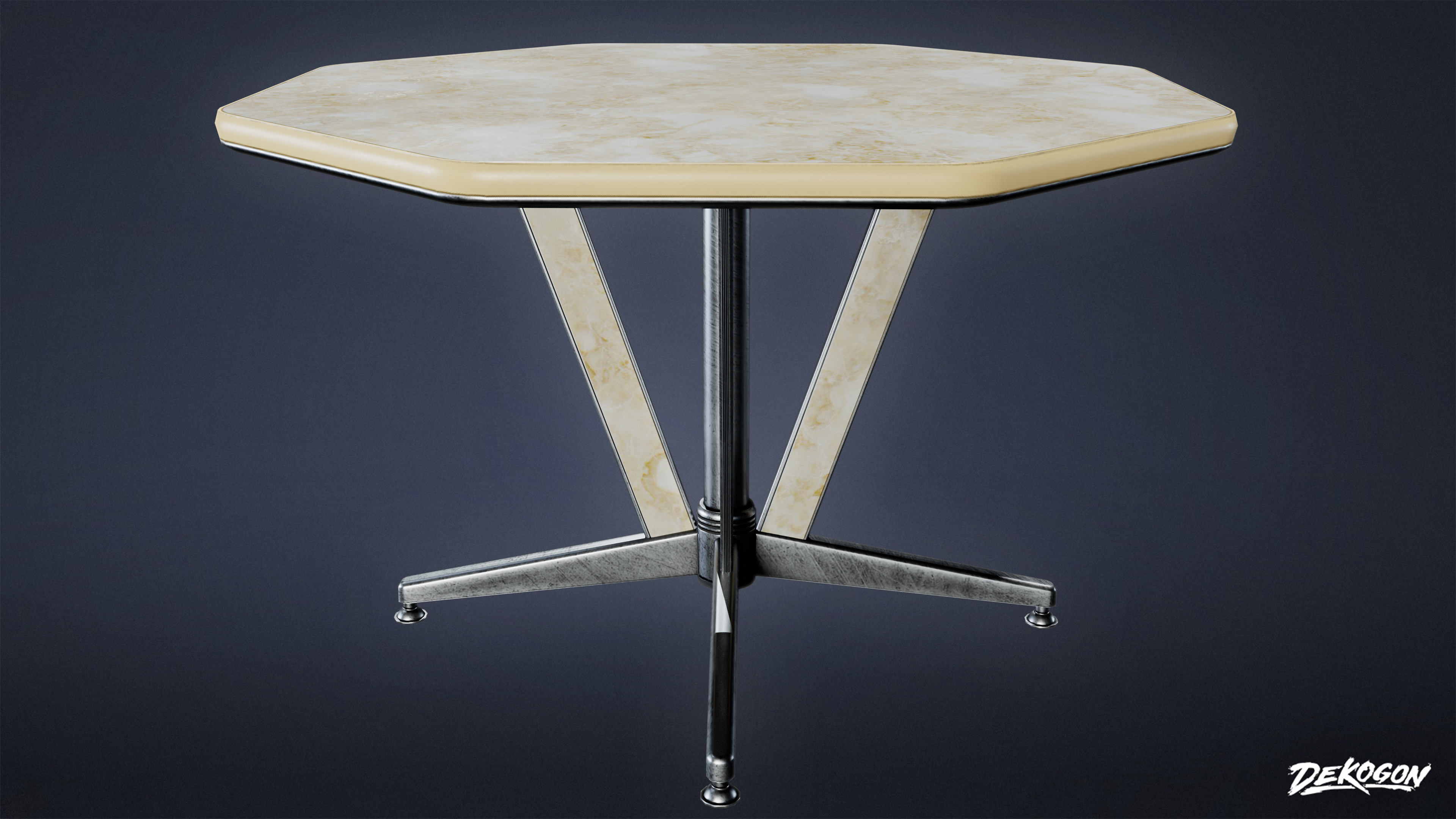 MIDCENTURY - Table and Chair 01 - LOW POLY Low-poly 3D model_5