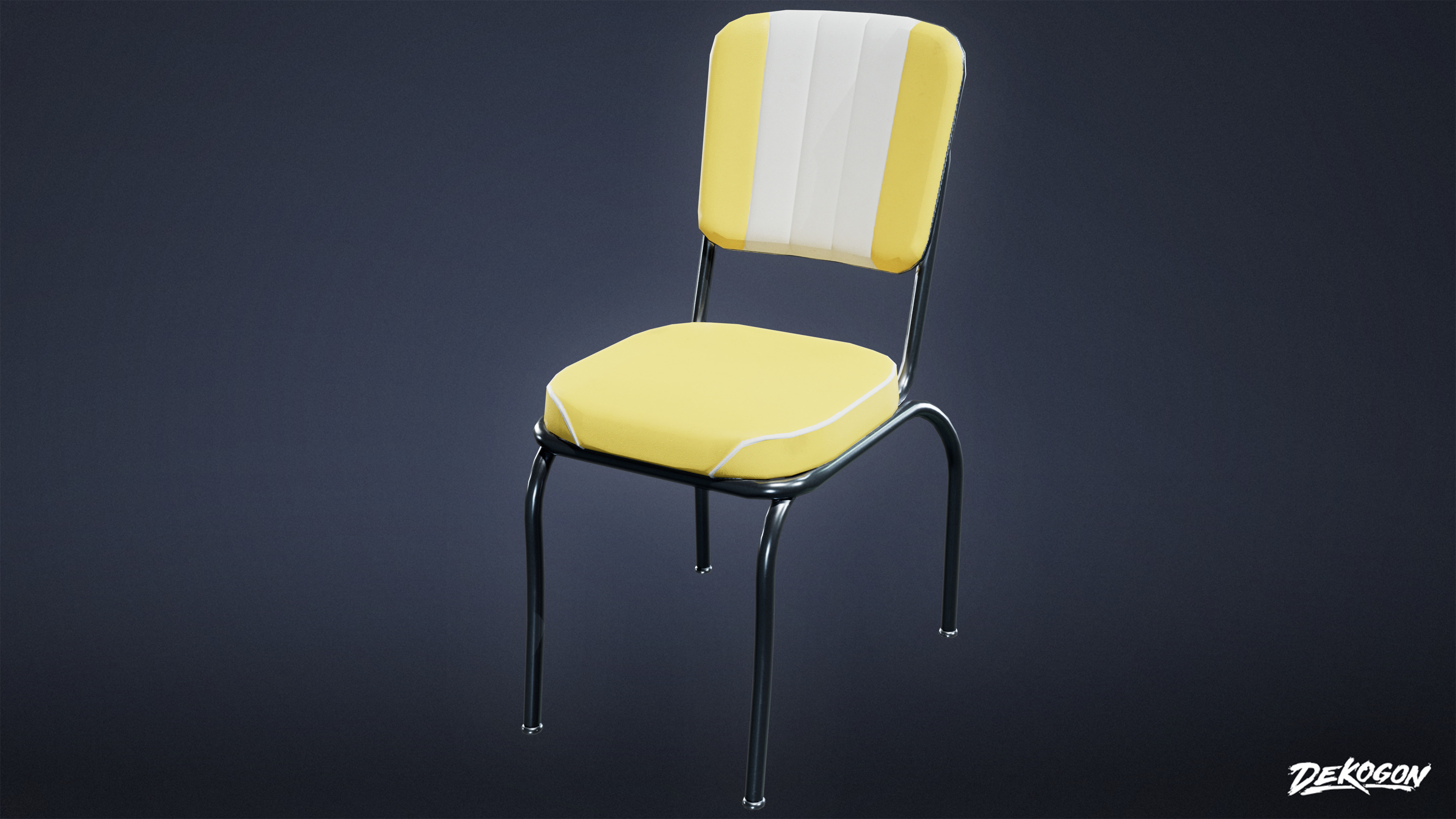 MIDCENTURY - Table and Chair 02 - LOW POLY Low-poly 3D model_2