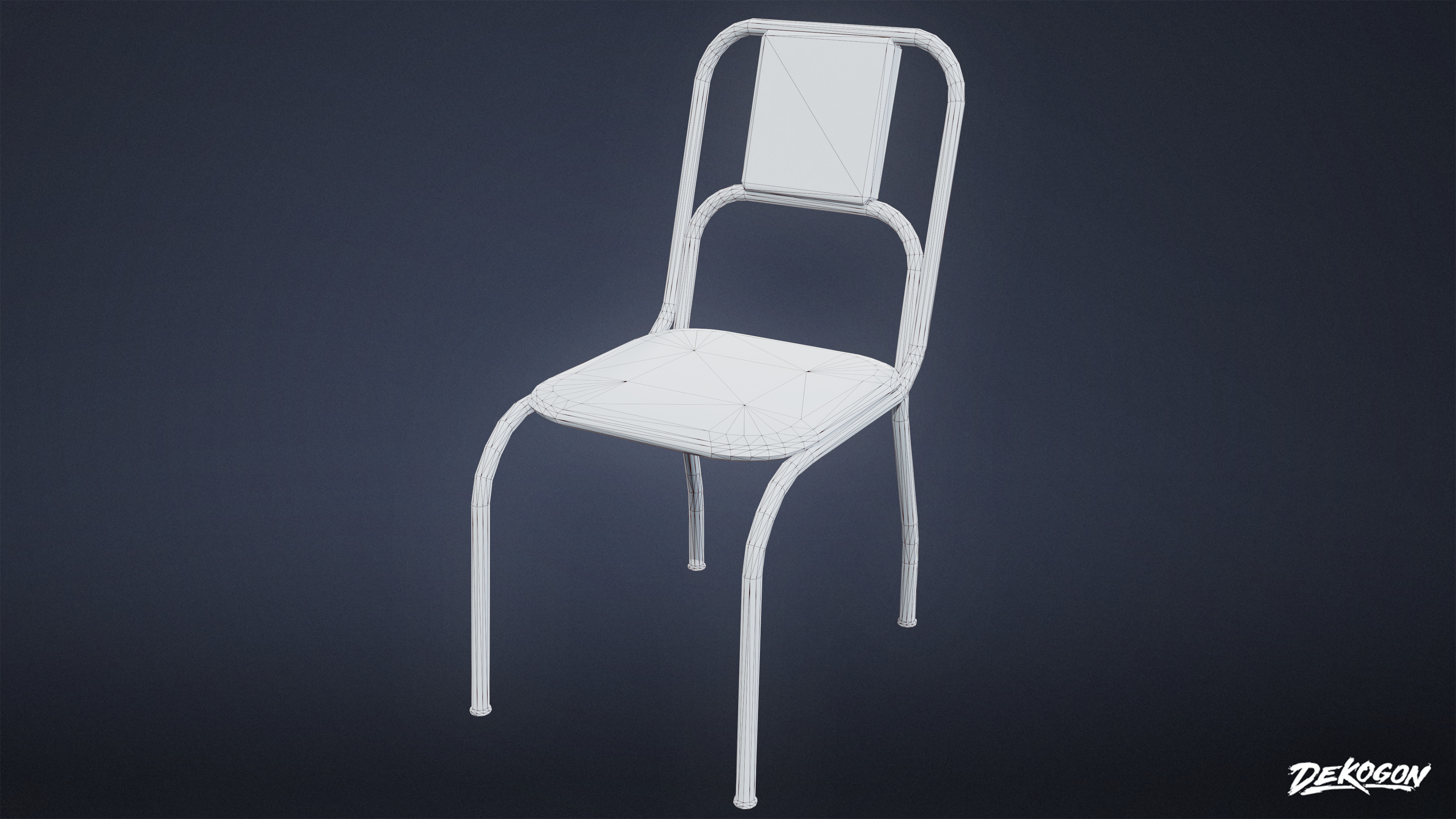 MIDCENTURY - Table and Chair 02 - LOW POLY Low-poly 3D model_6