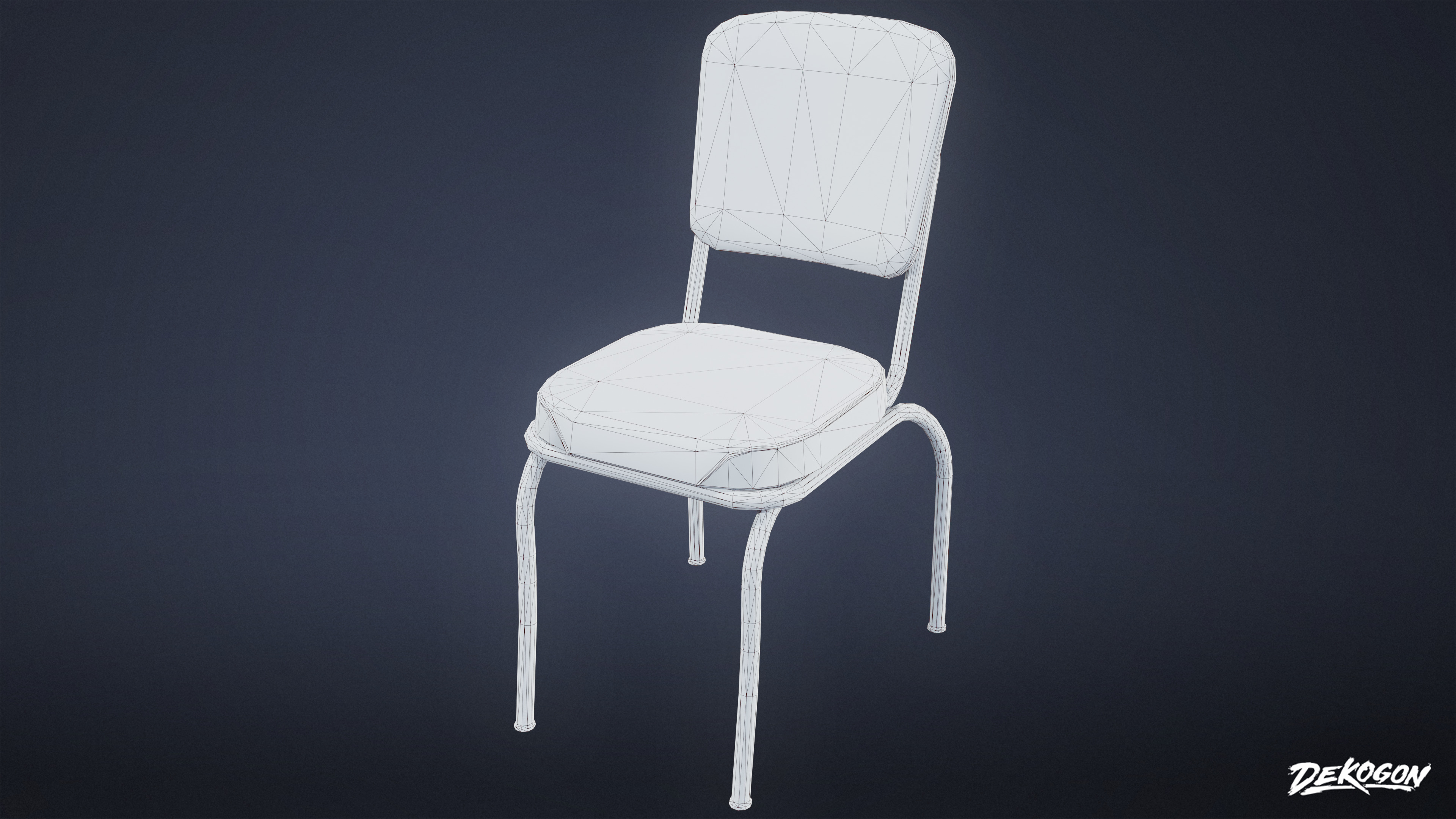MIDCENTURY - Table and Chair 02 - LOW POLY Low-poly 3D model_7