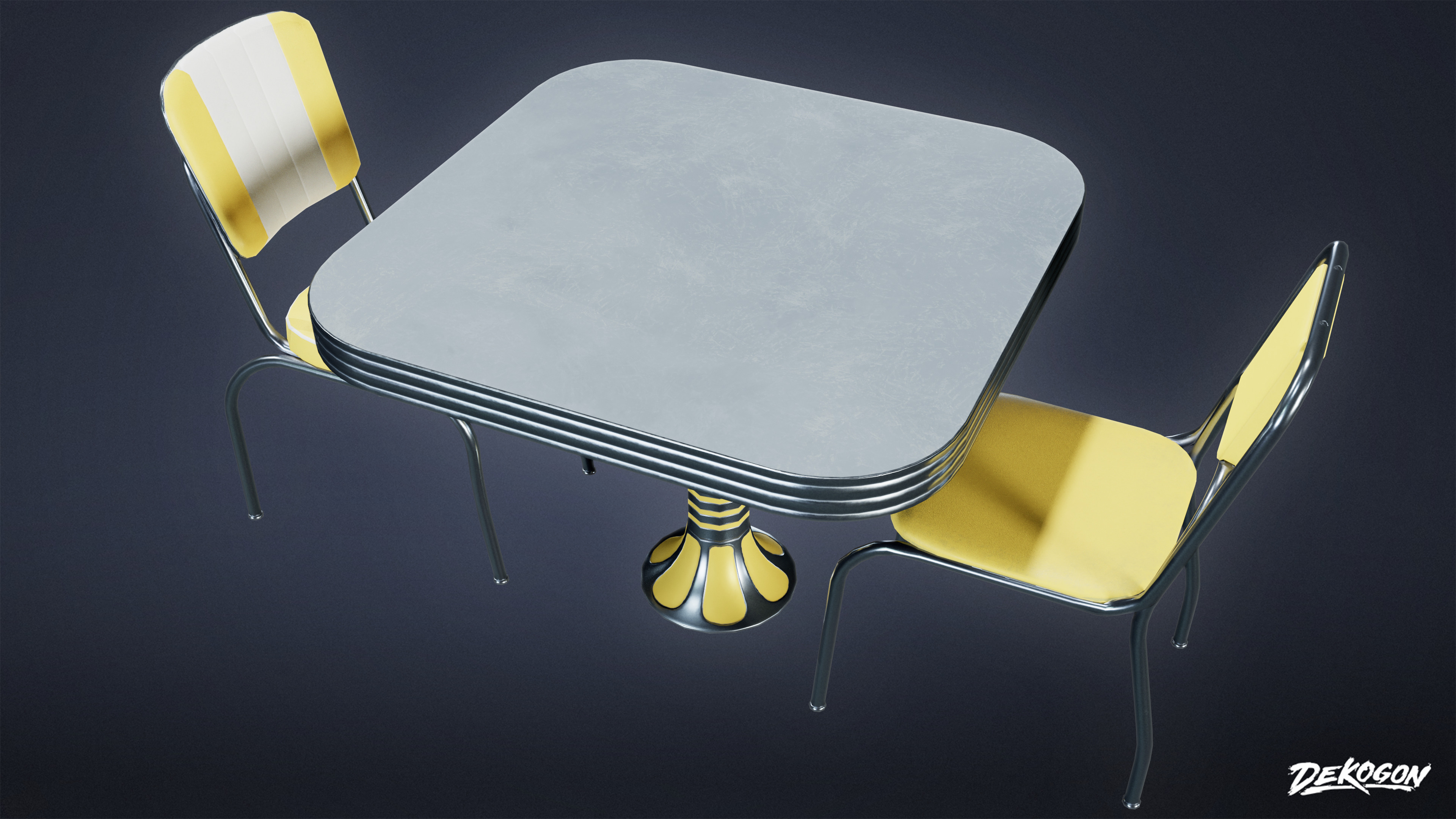 MIDCENTURY - Table and Chair 02 - LOW POLY Low-poly 3D model_3