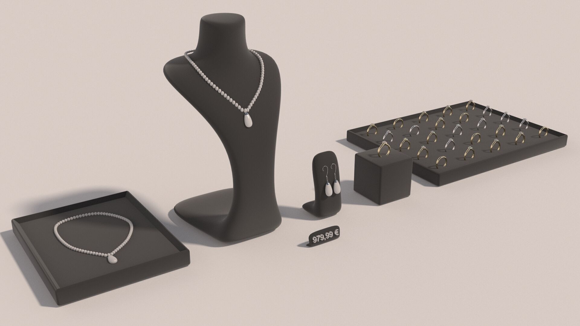 Jewelry counters and display cases 3D model_3