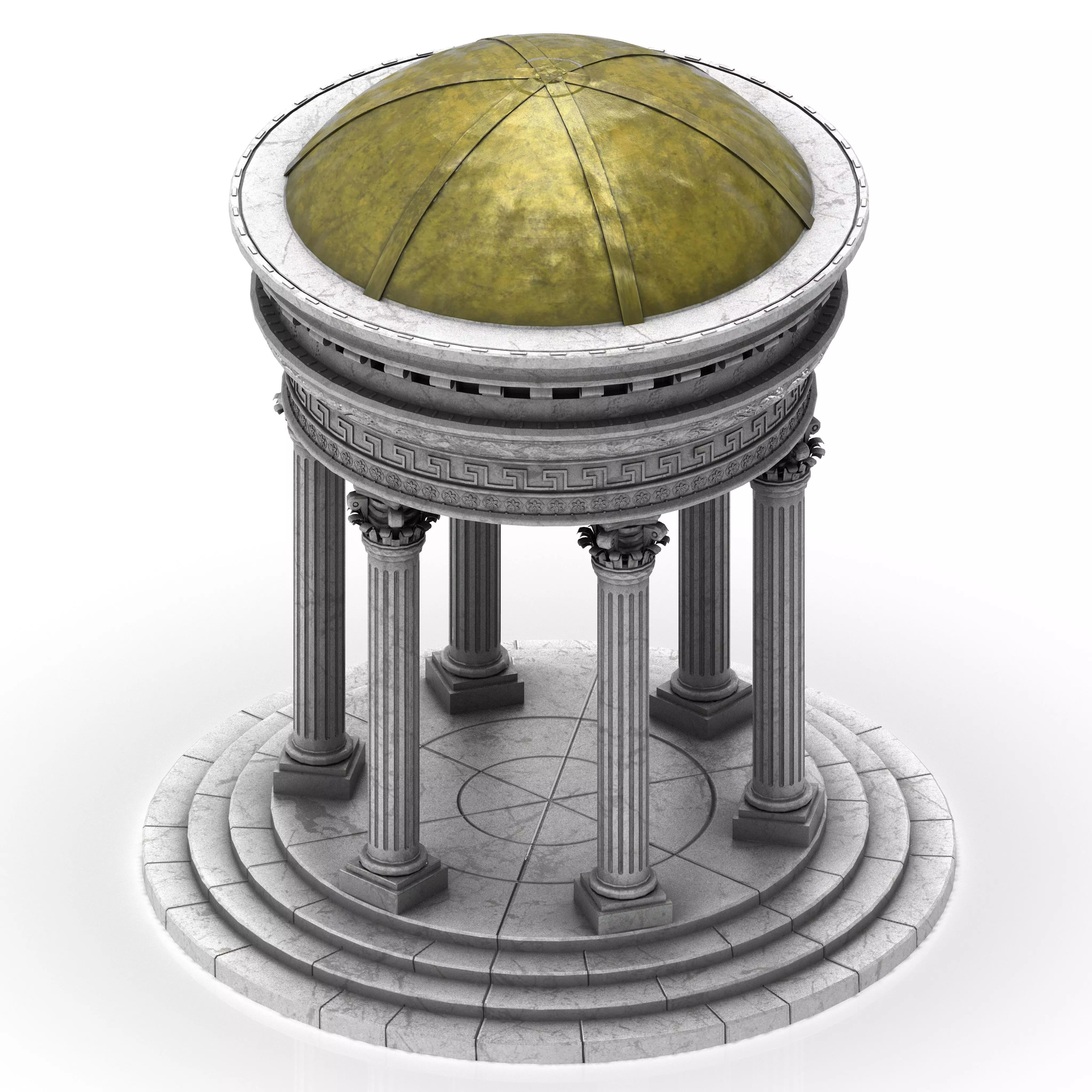 Neoclassical Marble Tholos with Corinthian Columns 3D model_0