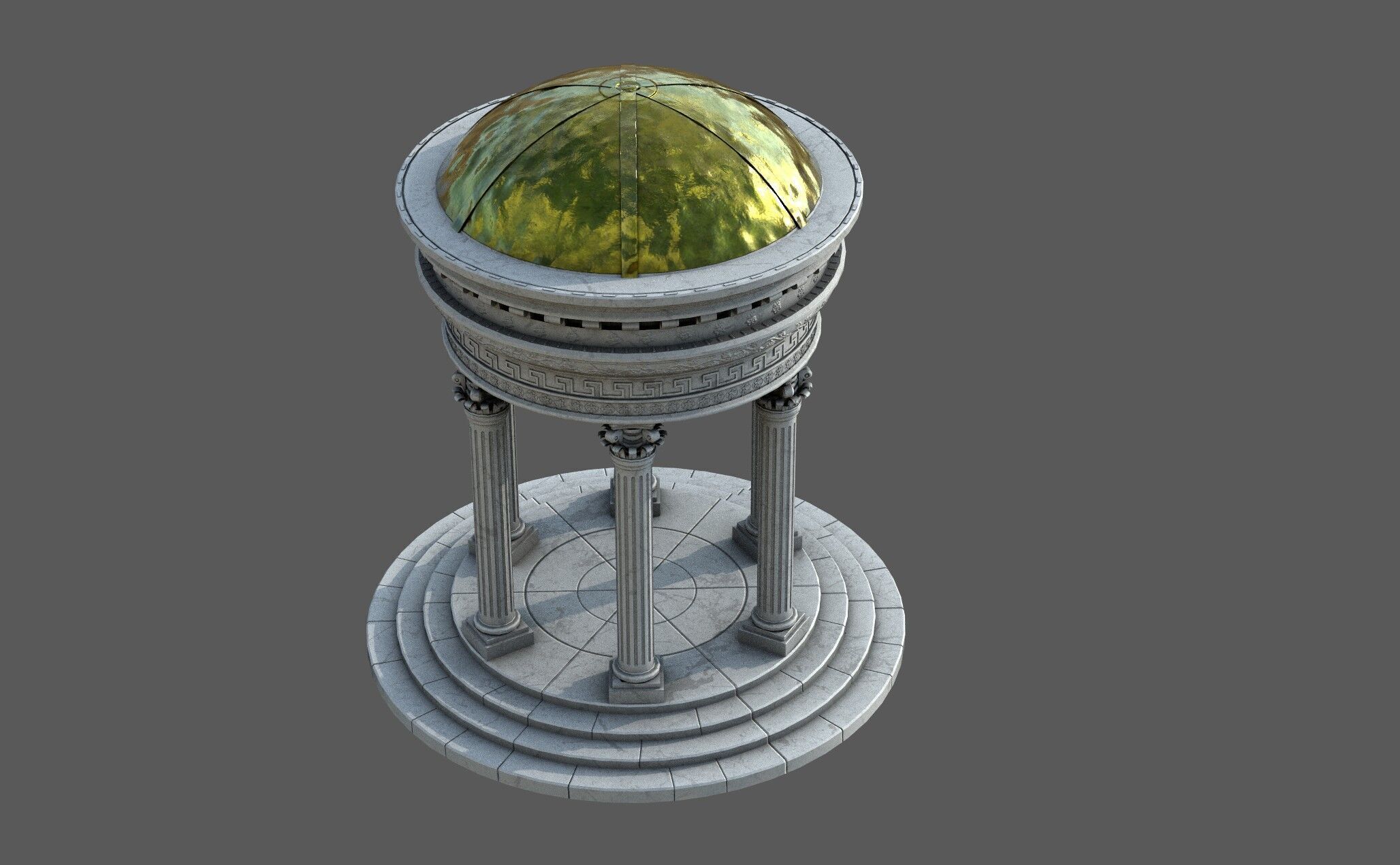 Neoclassical Marble Tholos with Corinthian Columns 3D model_1