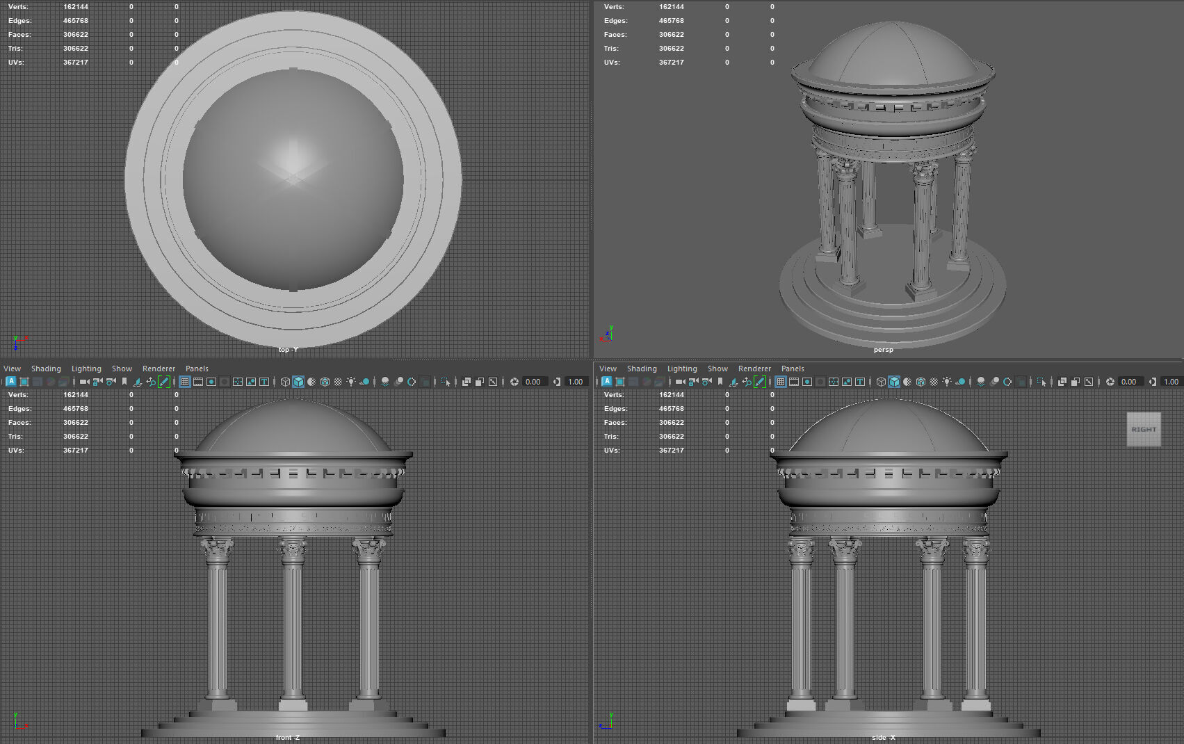 Neoclassical Marble Tholos with Corinthian Columns 3D model_9