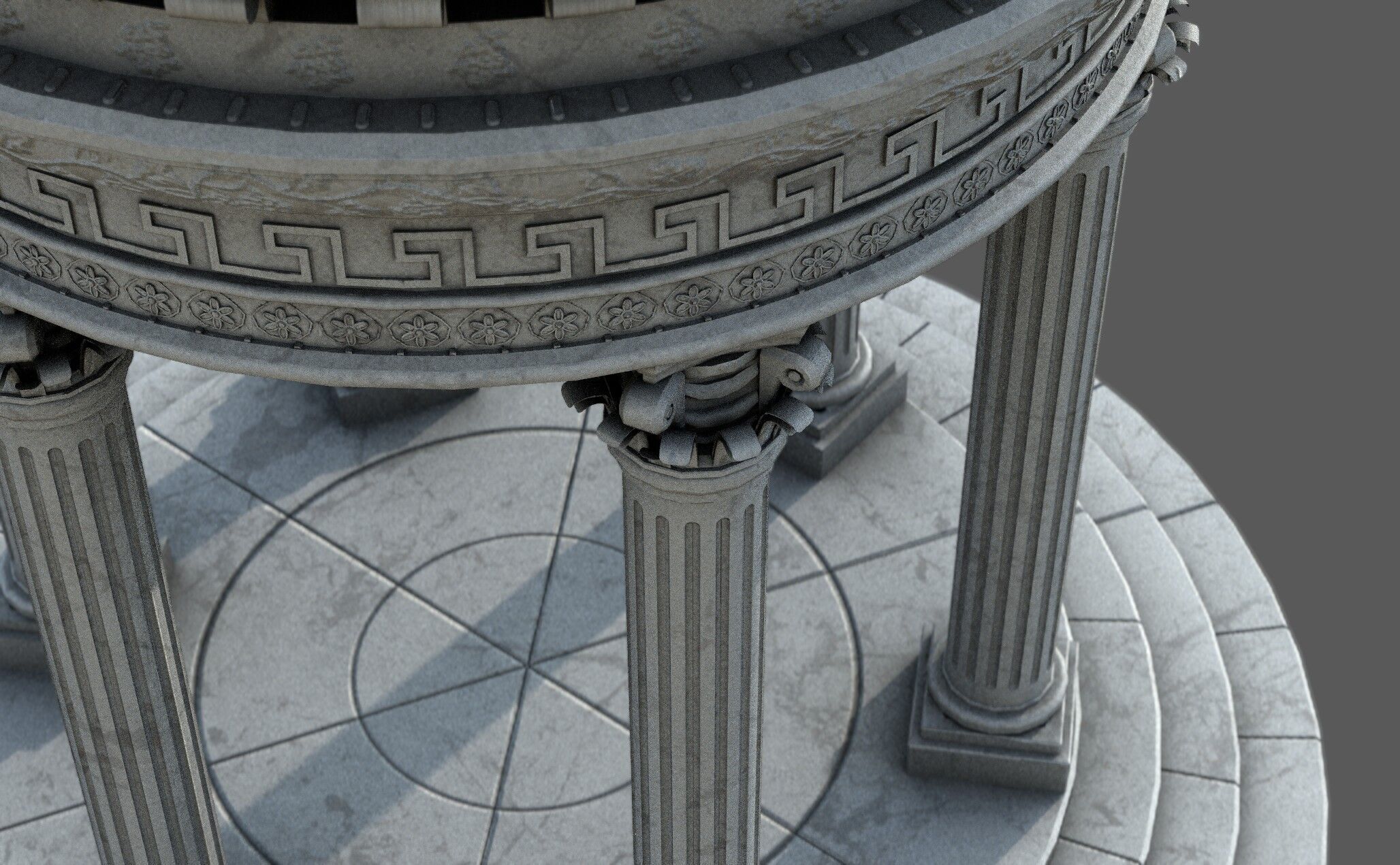 Neoclassical Marble Tholos with Corinthian Columns 3D model_2