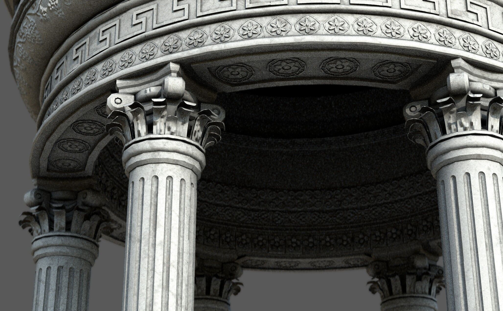 Neoclassical Marble Tholos with Corinthian Columns 3D model_3