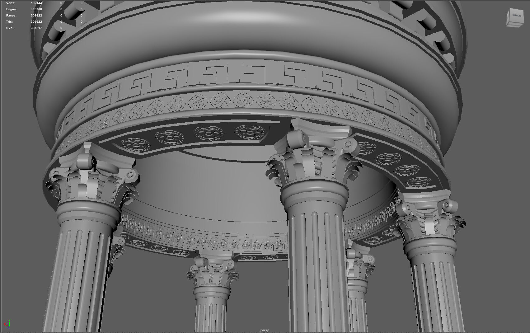 Neoclassical Marble Tholos with Corinthian Columns 3D model_10