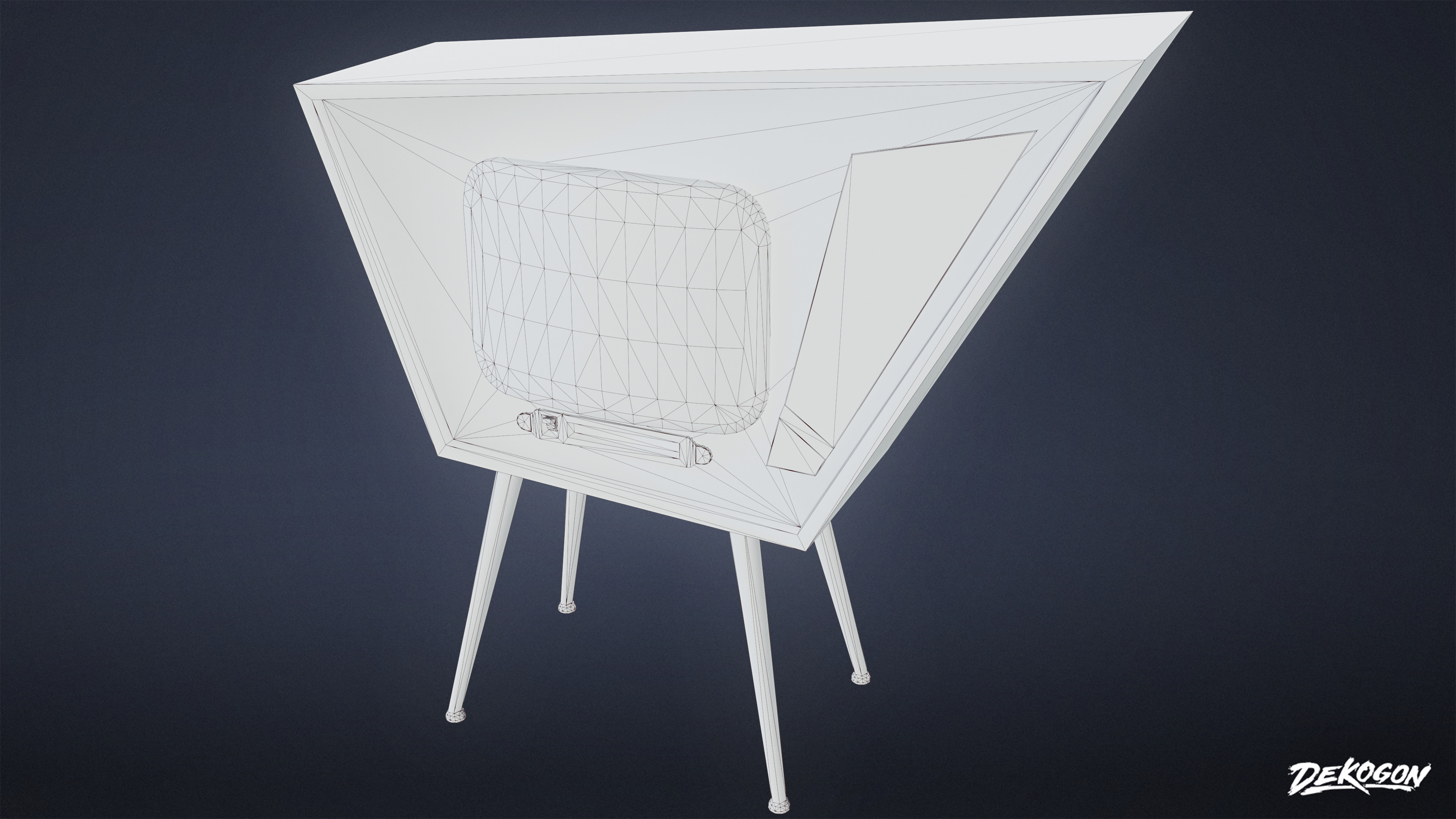 MIDCENTURY - Television 01 - LOW POLY Low-poly 3D model_8