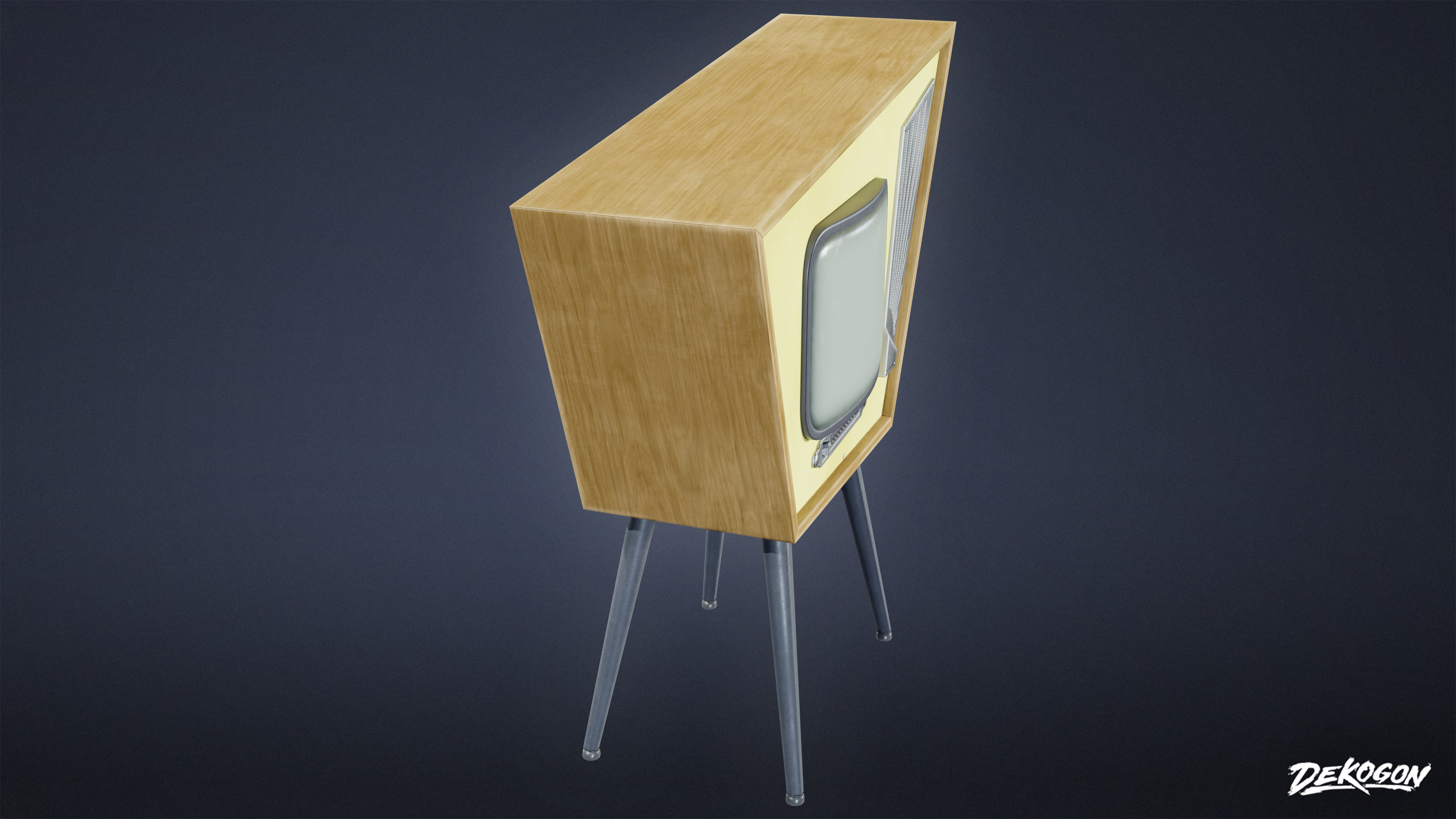 MIDCENTURY - Television 01 - LOW POLY Low-poly 3D model_2