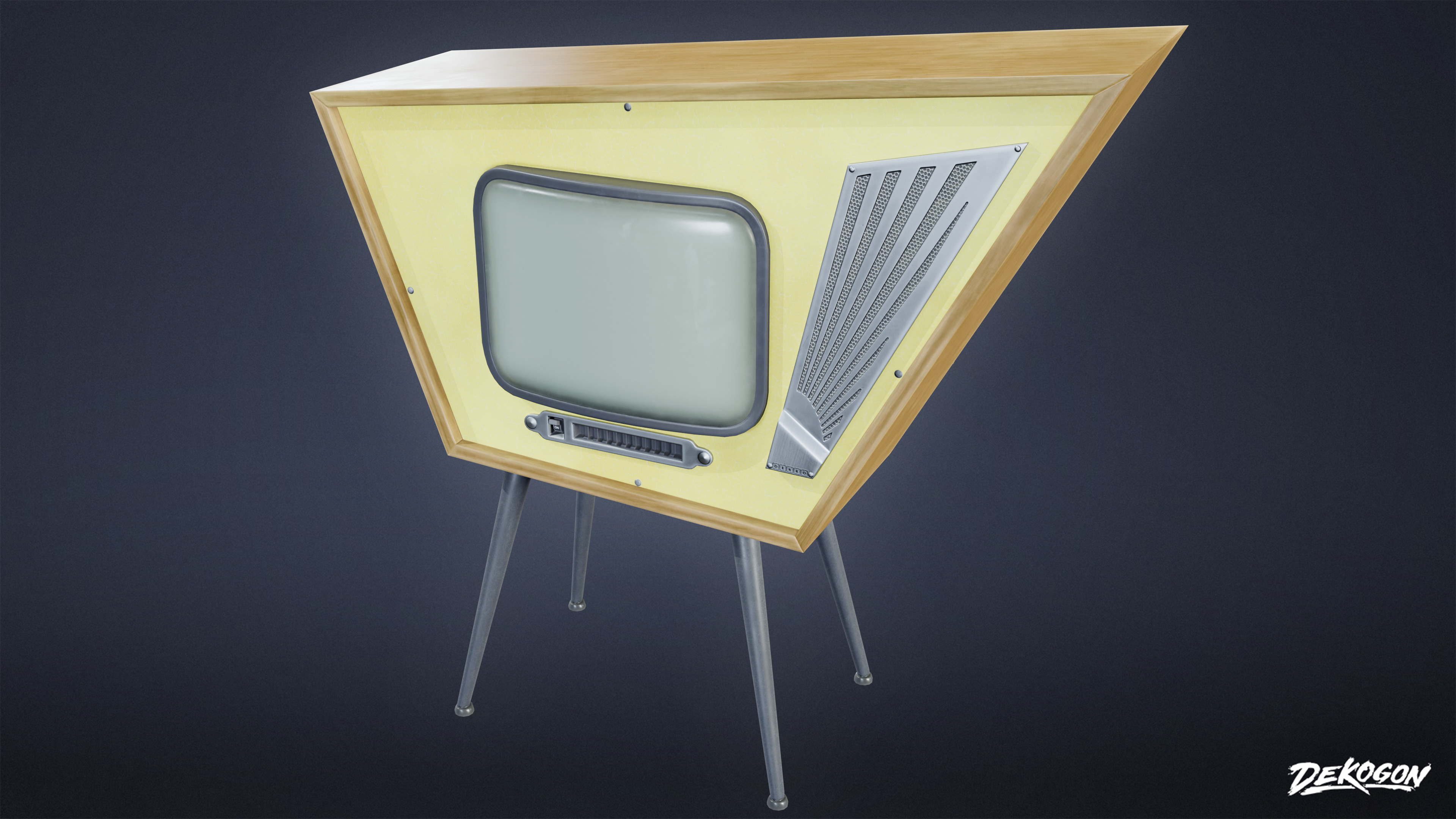 MIDCENTURY - Television 01 - LOW POLY Low-poly 3D model_1