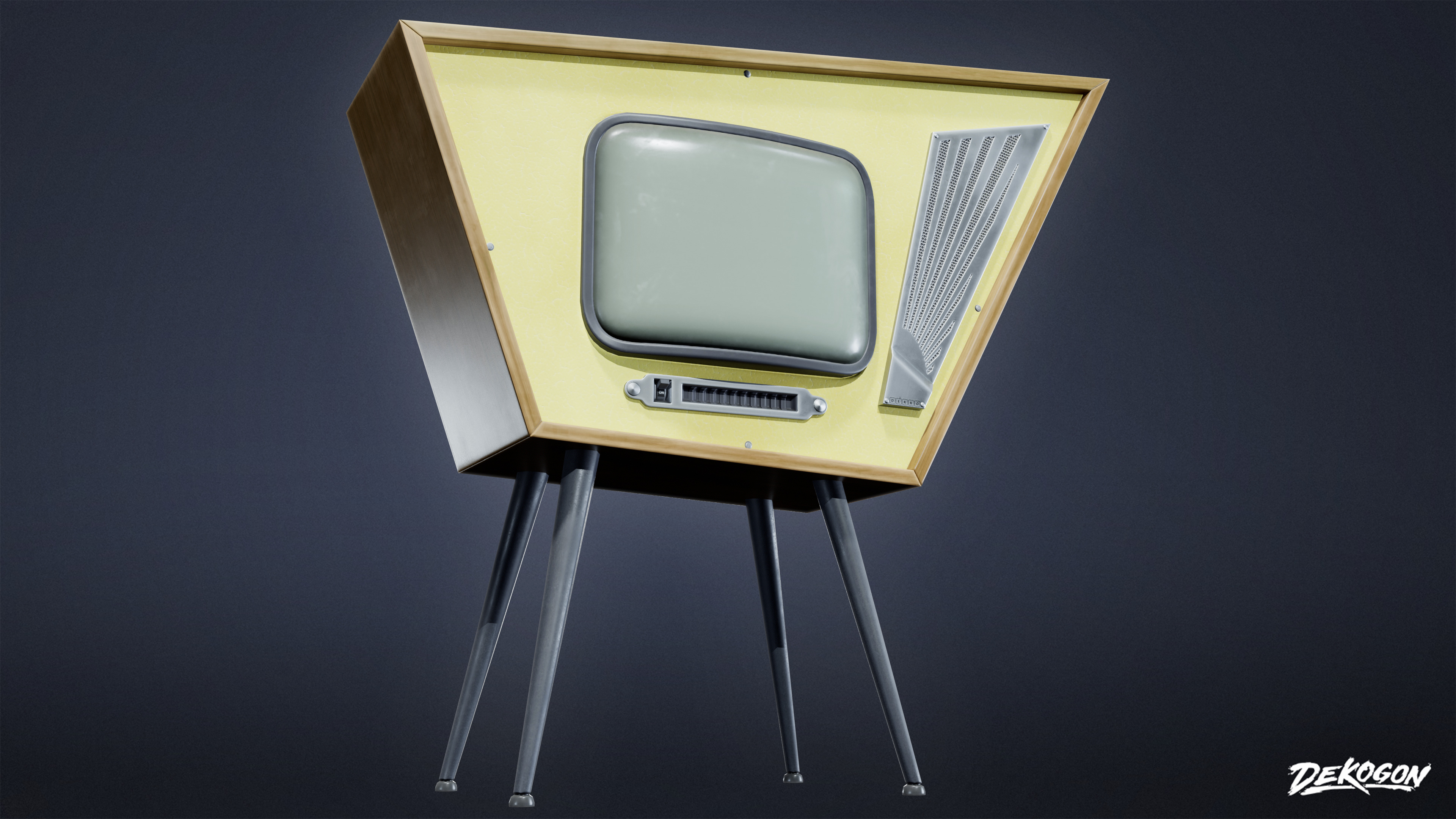 MIDCENTURY - Television 01 - LOW POLY Low-poly 3D model_4