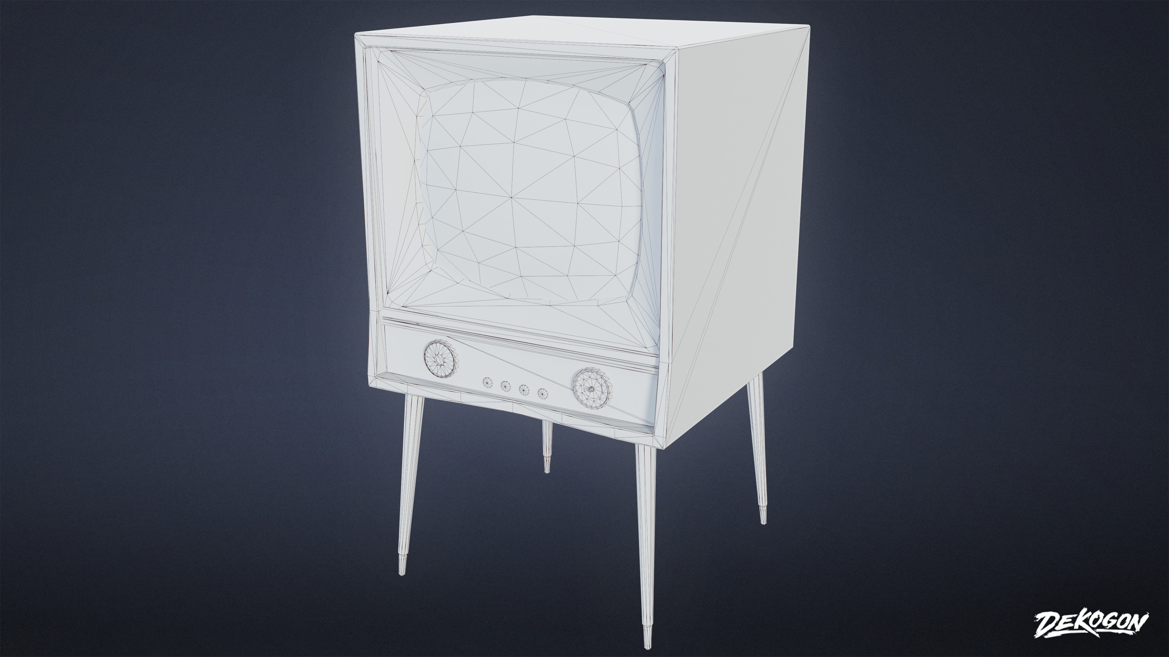 MIDCENTURY - Television 03 - LOW POLY Low-poly 3D model_8