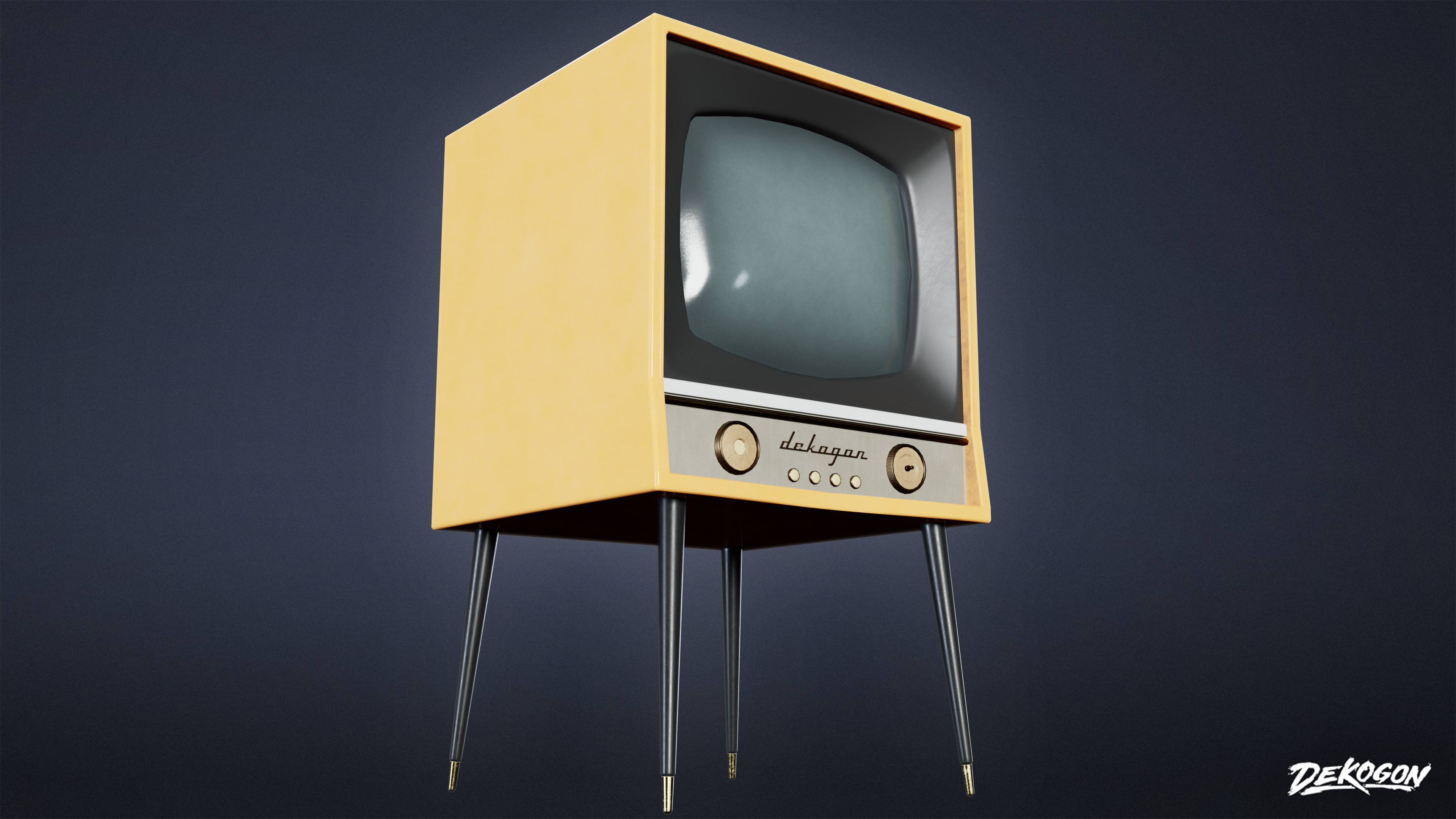 MIDCENTURY - Television 03 - LOW POLY Low-poly 3D model_5