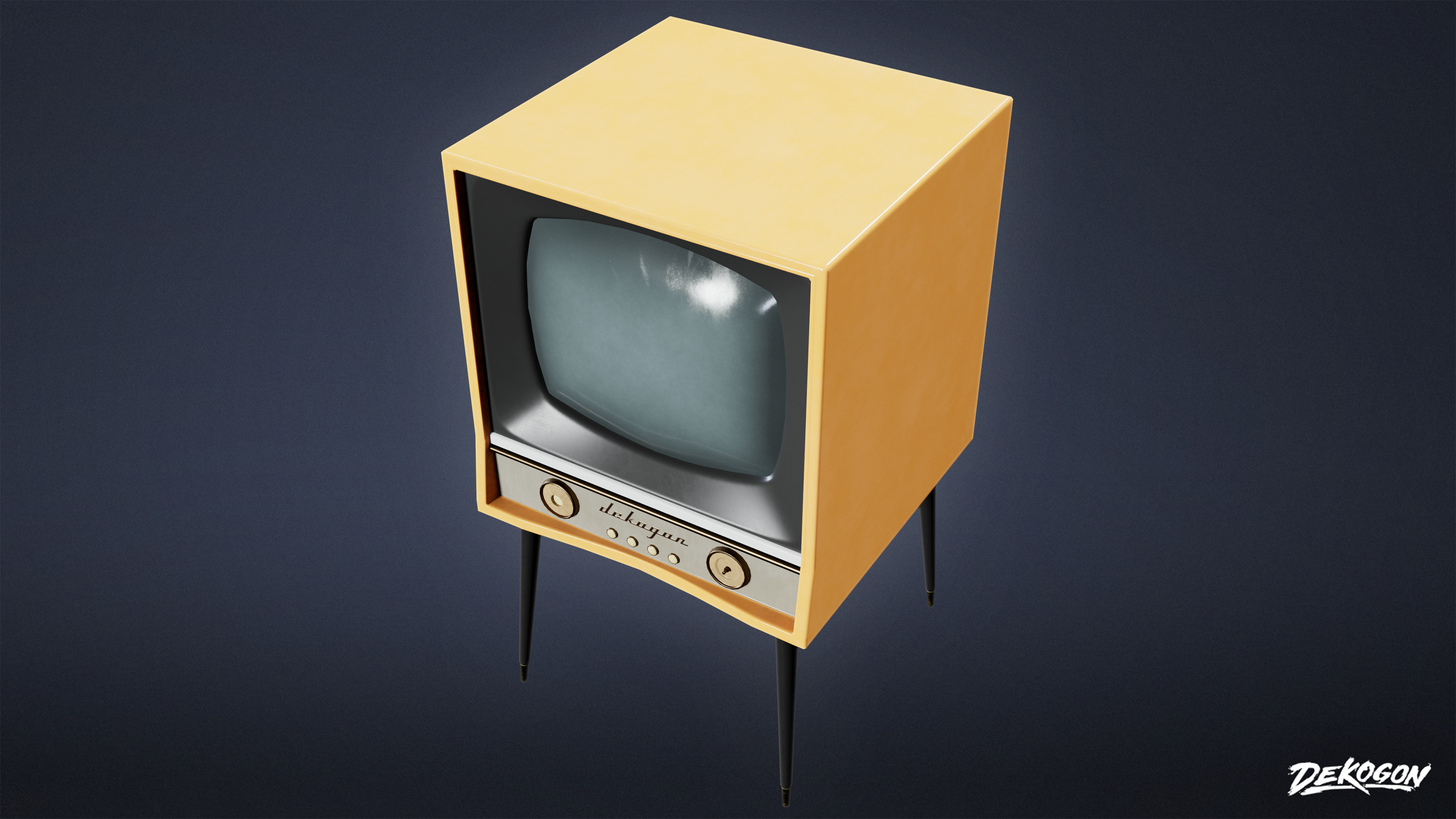 MIDCENTURY - Television 03 - LOW POLY Low-poly 3D model_4