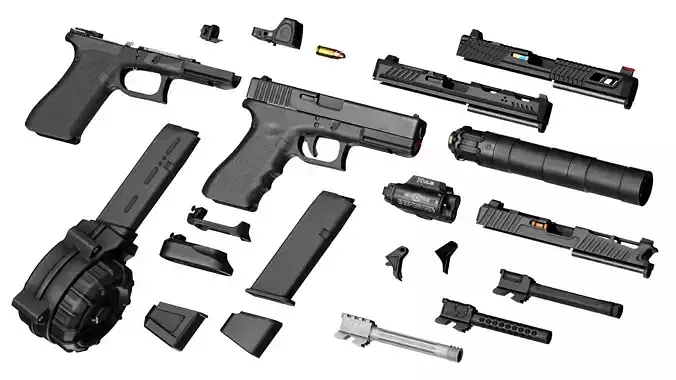GLOCK 17 MEGA PACK Low-poly 3D model