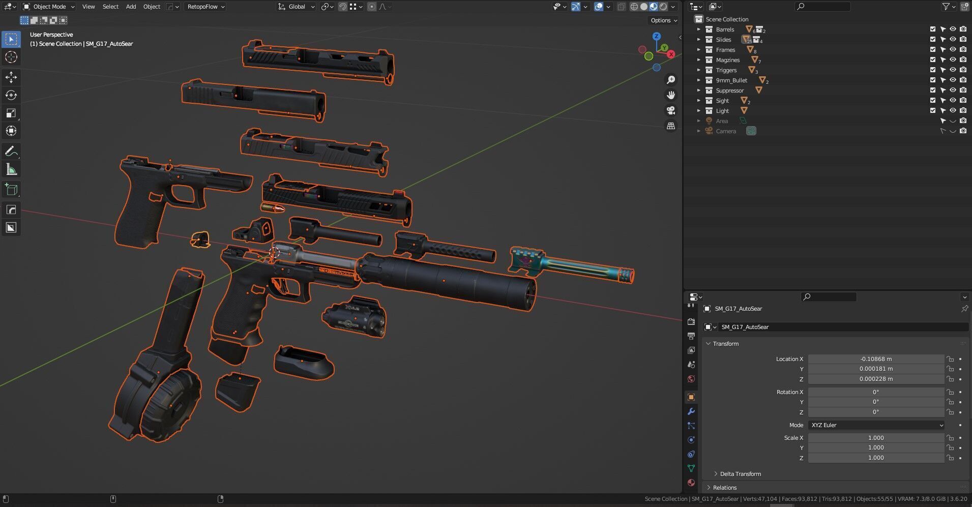 GLOCK 17 MEGA PACK Low-poly 3D model_16