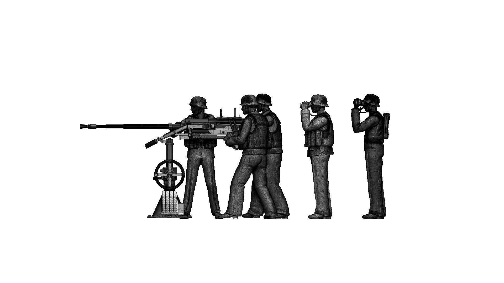 german sailors ww2 anf Flak 38 20mm 3D print model_18