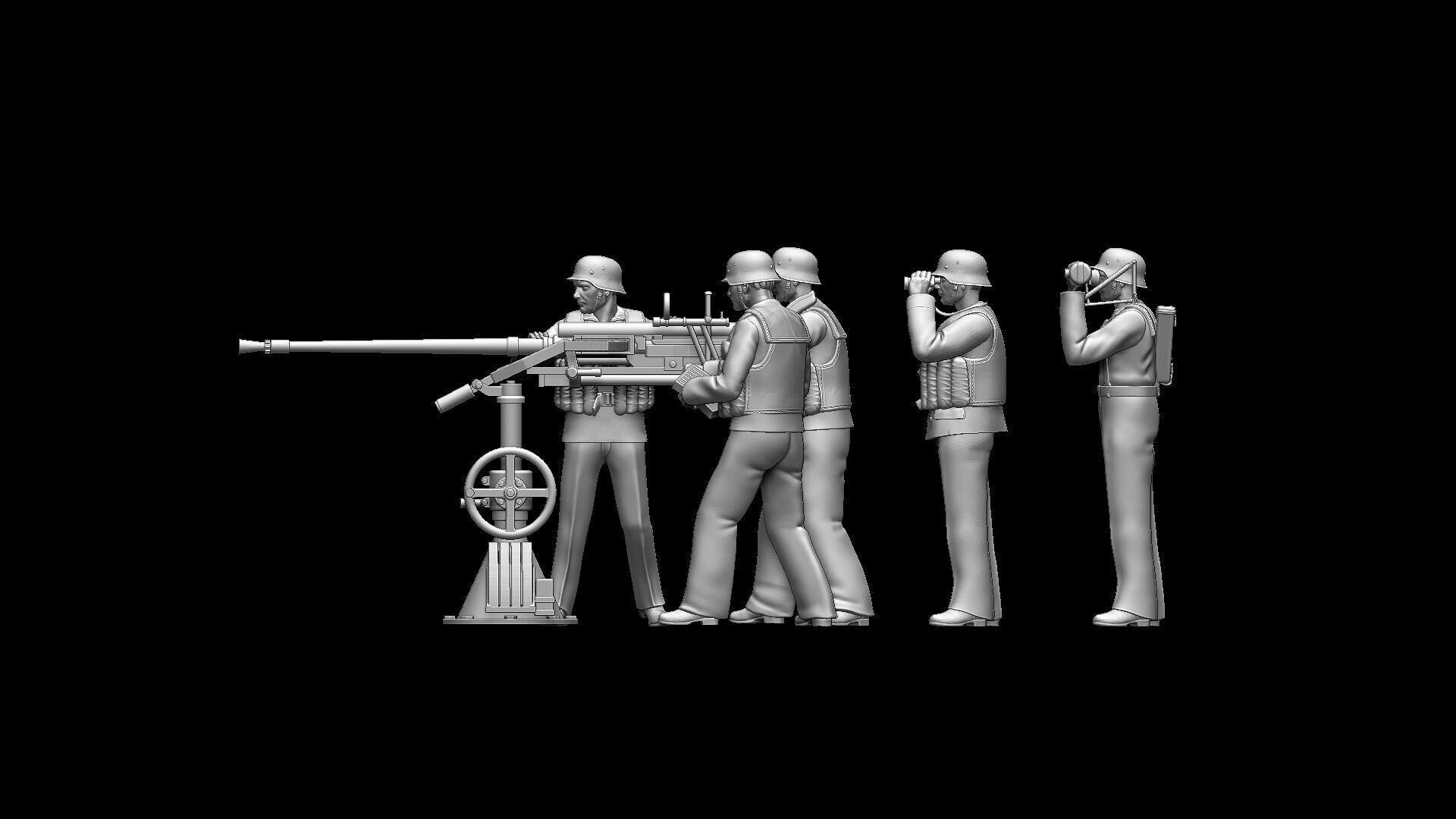 german sailors ww2 anf Flak 38 20mm 3D print model_65