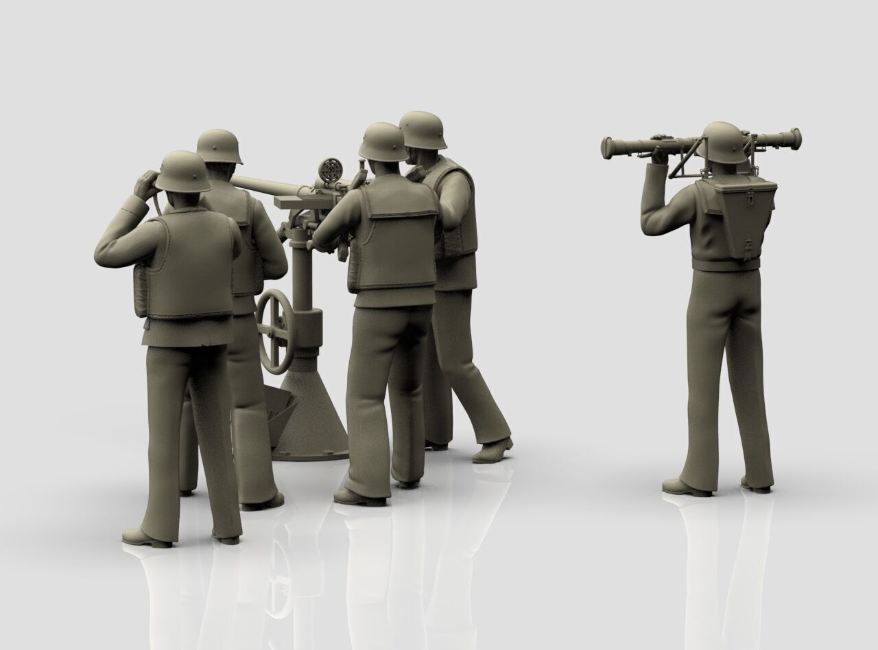 german sailors ww2 anf Flak 38 20mm 3D print model_51