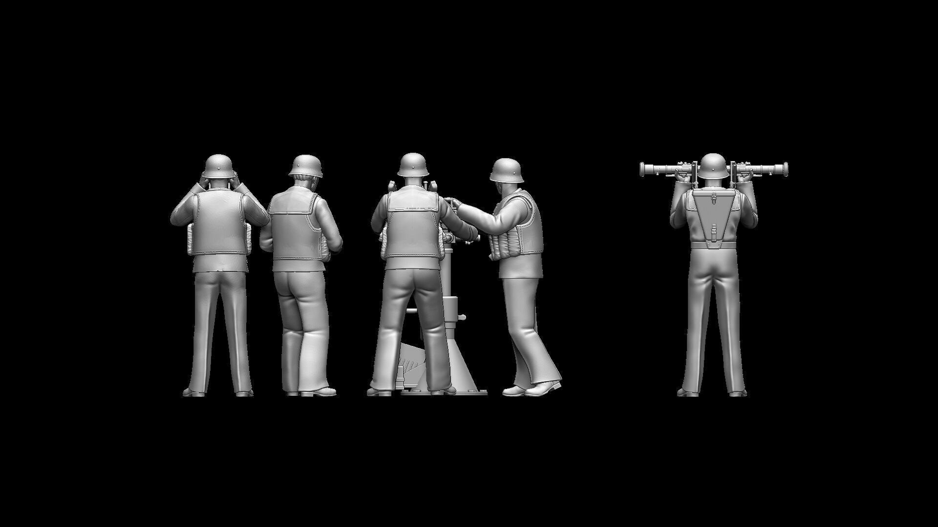 german sailors ww2 anf Flak 38 20mm 3D print model_64