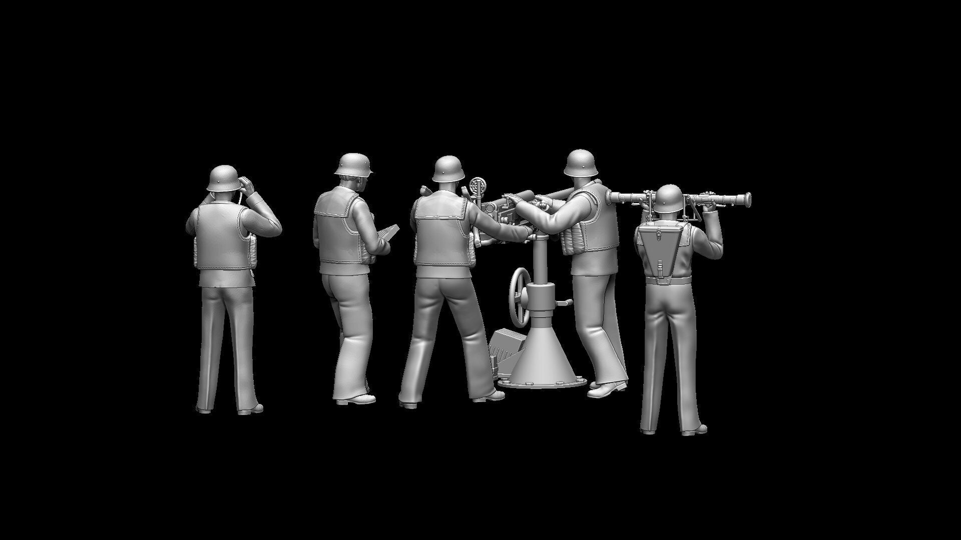 german sailors ww2 anf Flak 38 20mm 3D print model_59