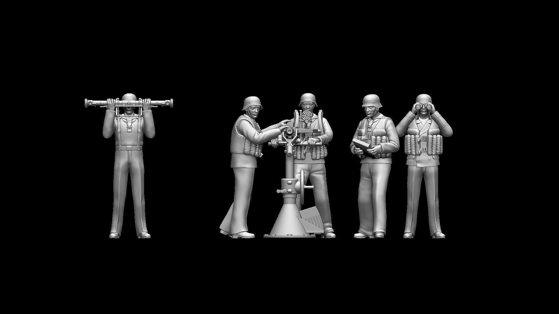 german sailors ww2 anf Flak 38 20mm 3D print model_67