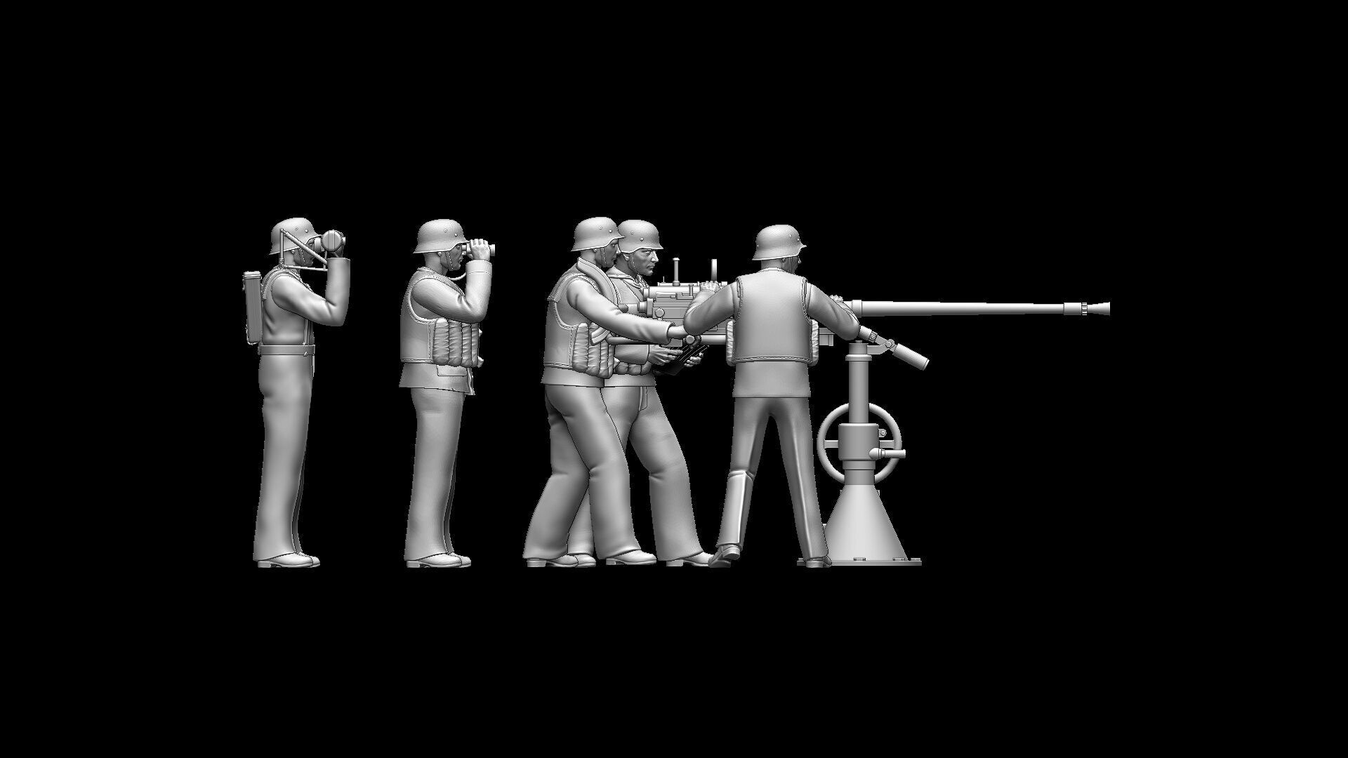 german sailors ww2 anf Flak 38 20mm 3D print model_66