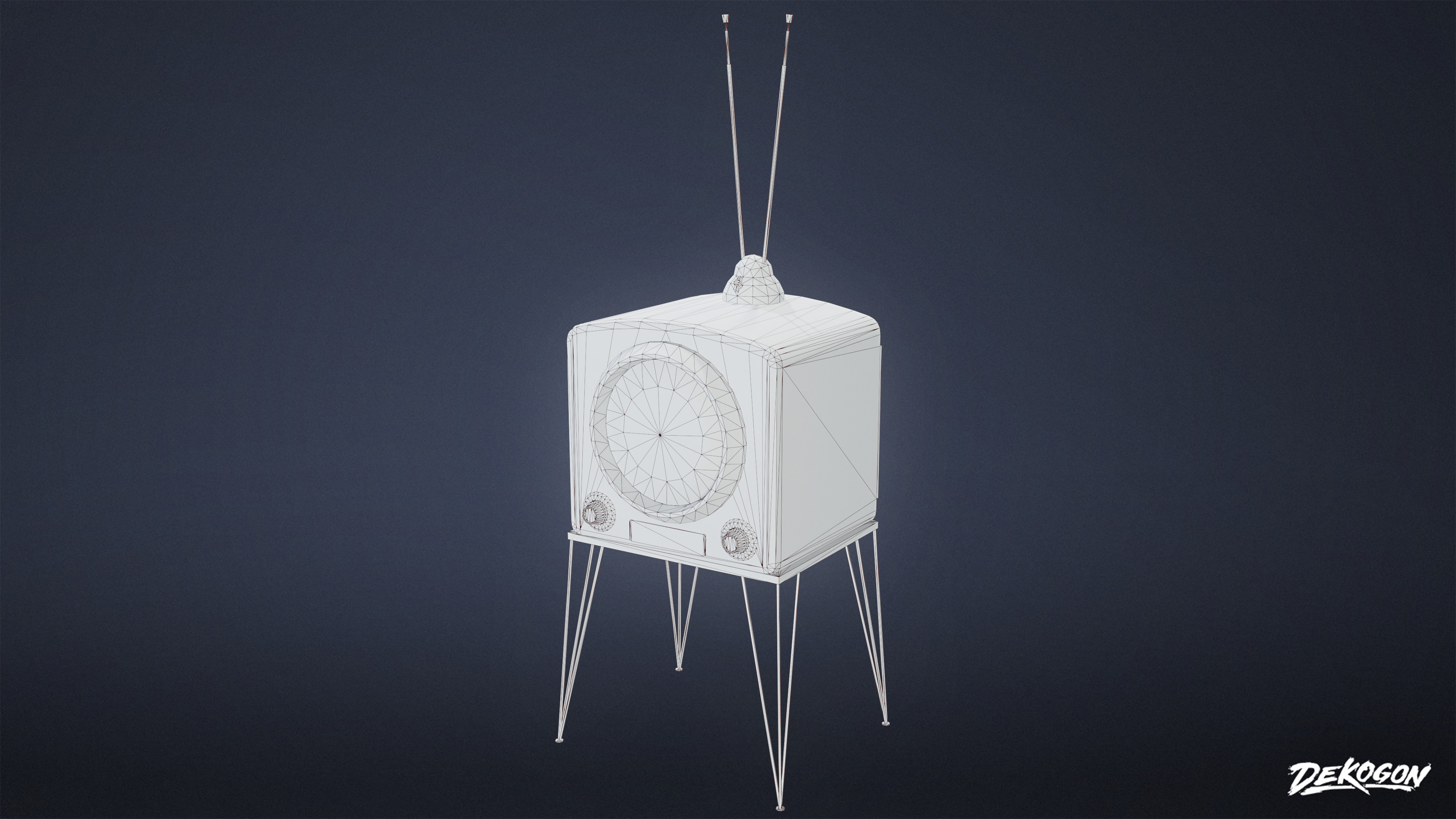 MIDCENTURY - Television 04 - LOW POLY Low-poly 3D model_8