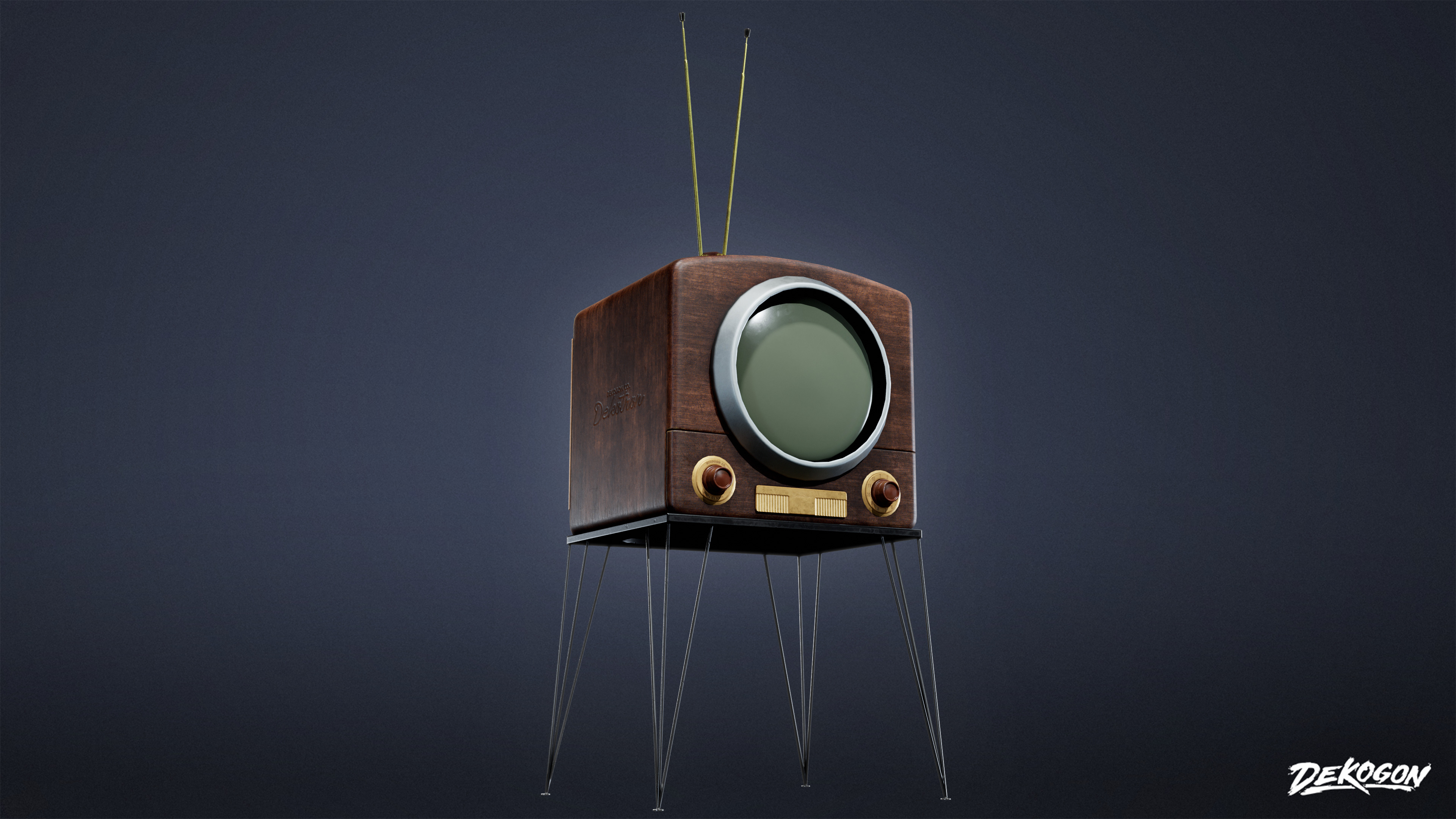 MIDCENTURY - Television 04 - LOW POLY Low-poly 3D model_5
