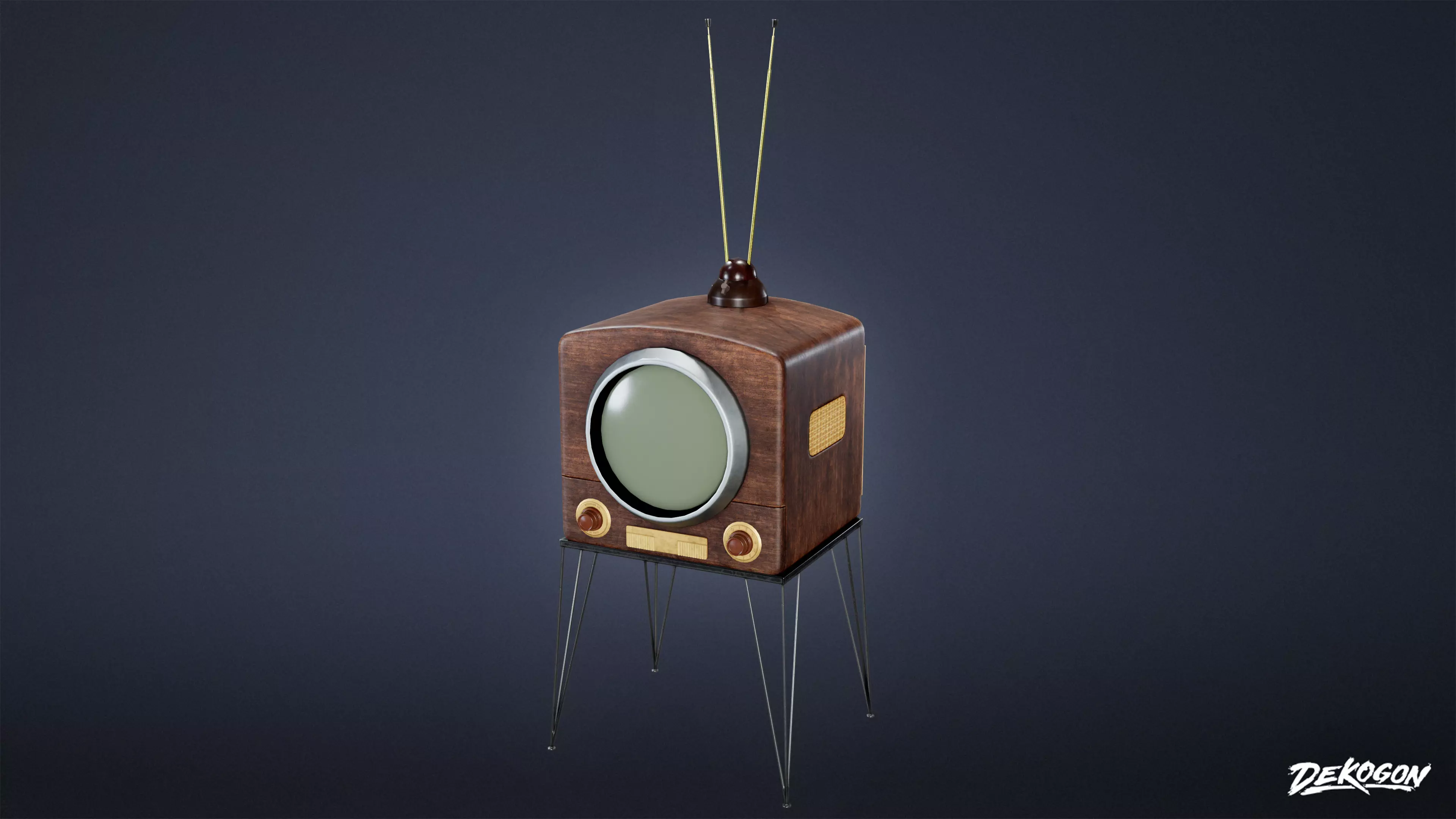 MIDCENTURY - Television 04 - LOW POLY Low-poly 3D model_0