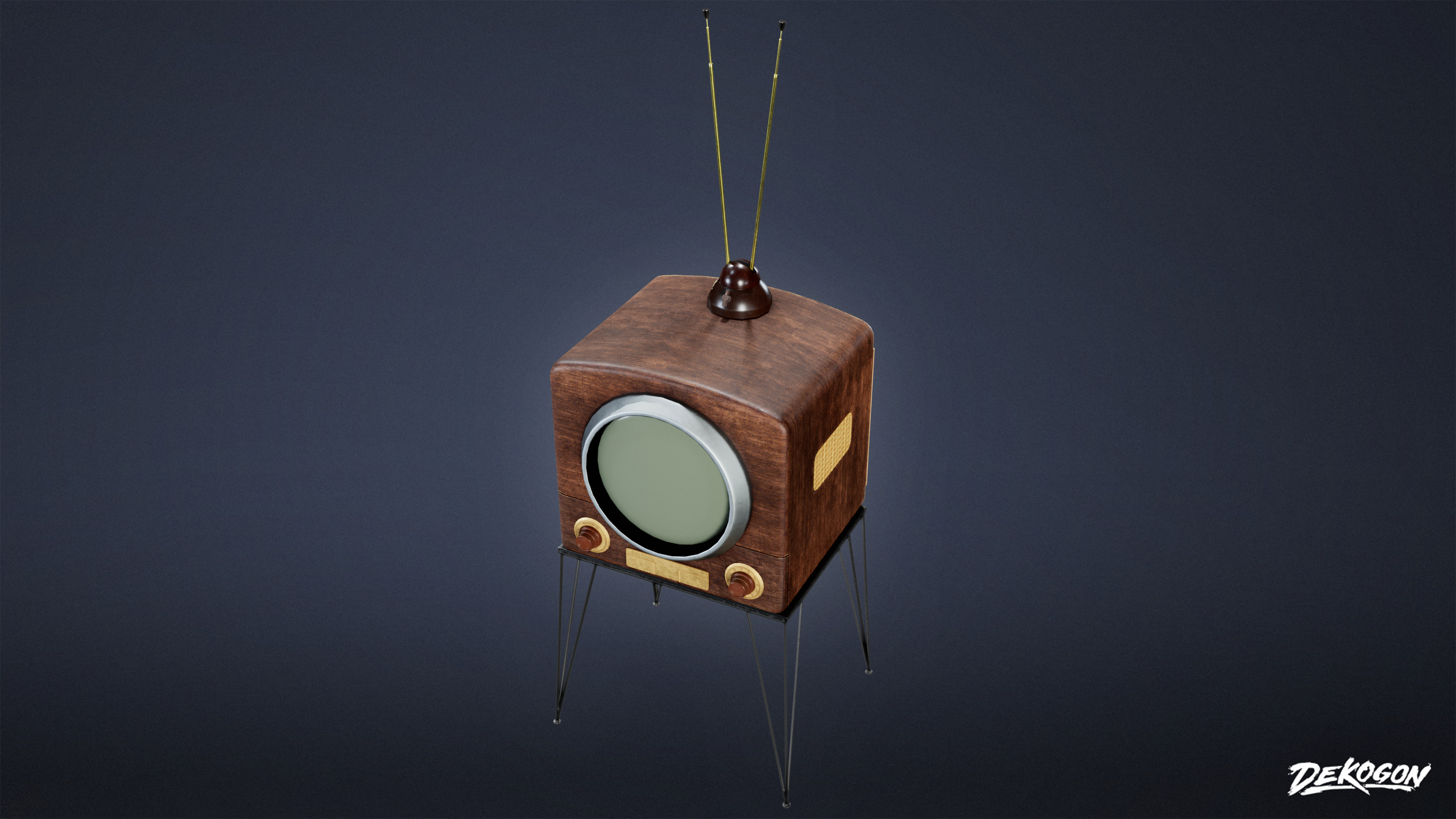 MIDCENTURY - Television 04 - LOW POLY Low-poly 3D model_4