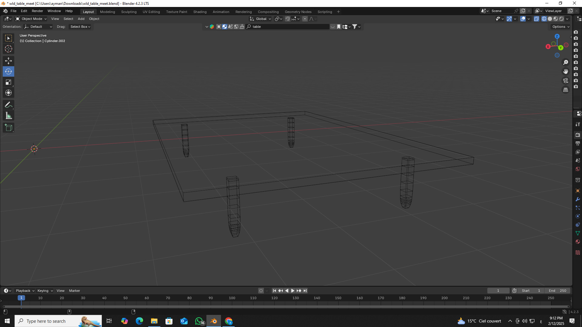 Low Wooden Table Low-poly 3D model_5