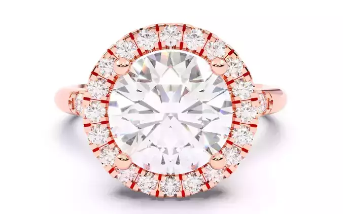 Round Diamond Halo Setting Solitaire Ring  3D print model