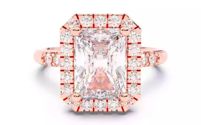 Radiant Diamond Halo Setting Solitaire Ring  3D print model