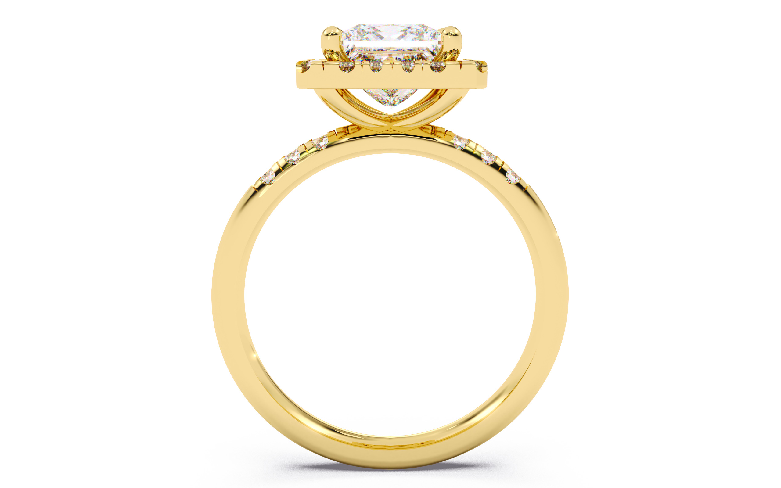 Princess Diamond Halo Setting Solitaire Ring  3D print model_10