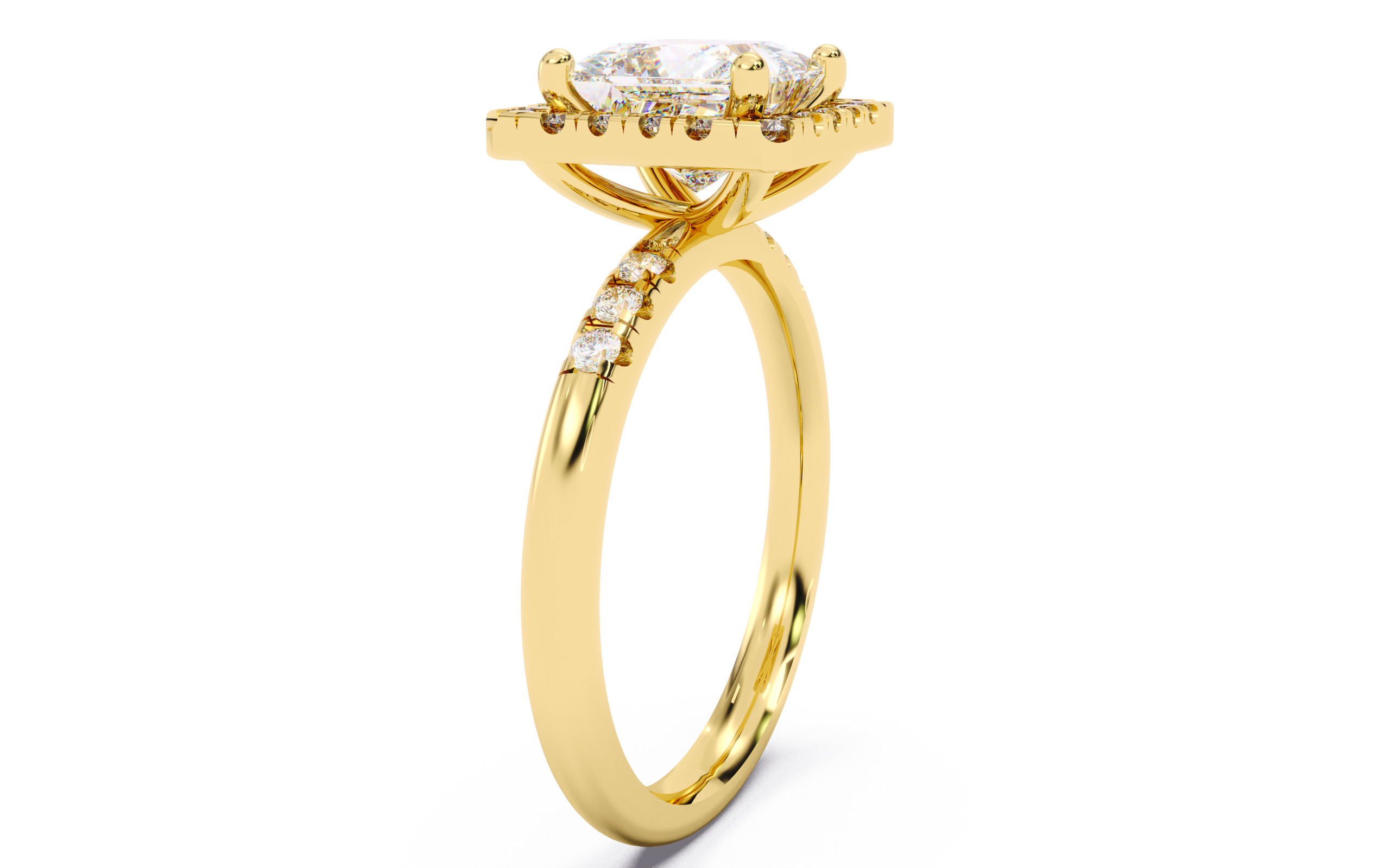 Princess Diamond Halo Setting Solitaire Ring  3D print model_20