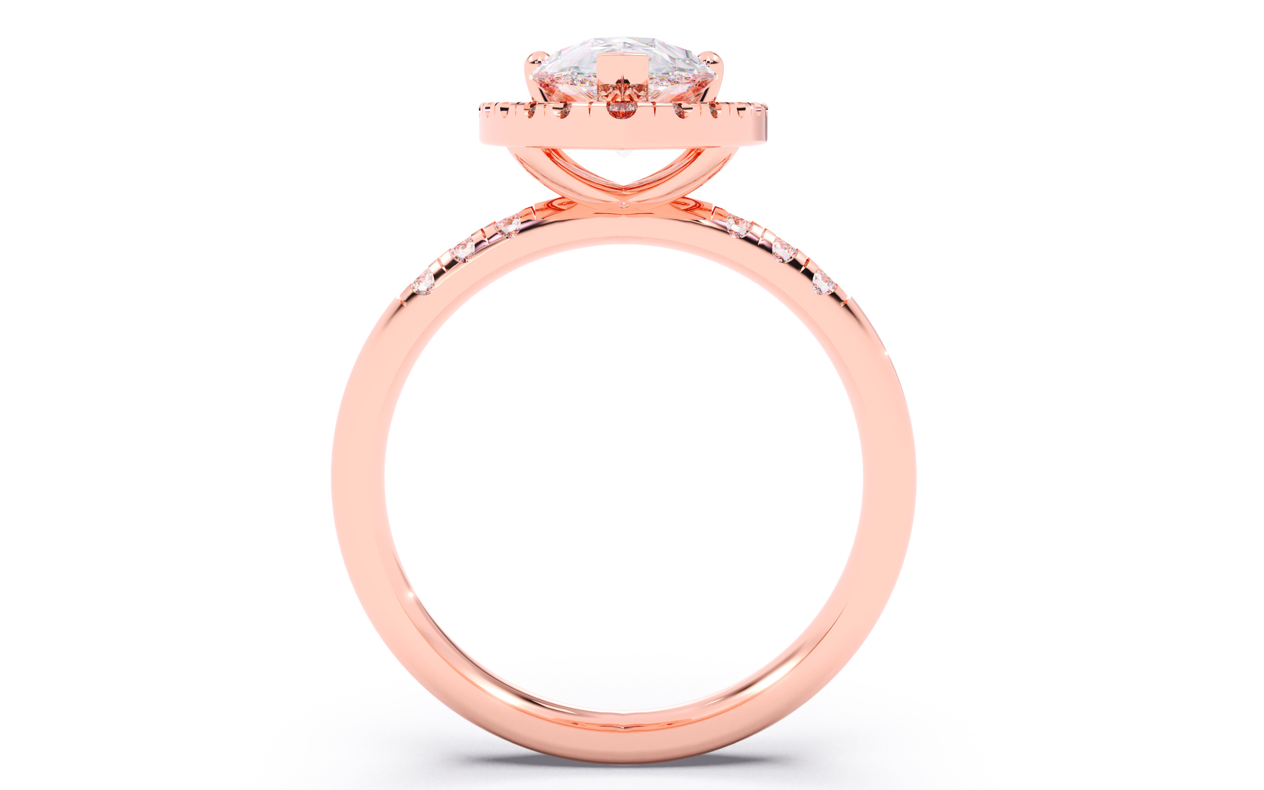 Pear Diamond Halo Setting Solitaire Ring 3D print model_7