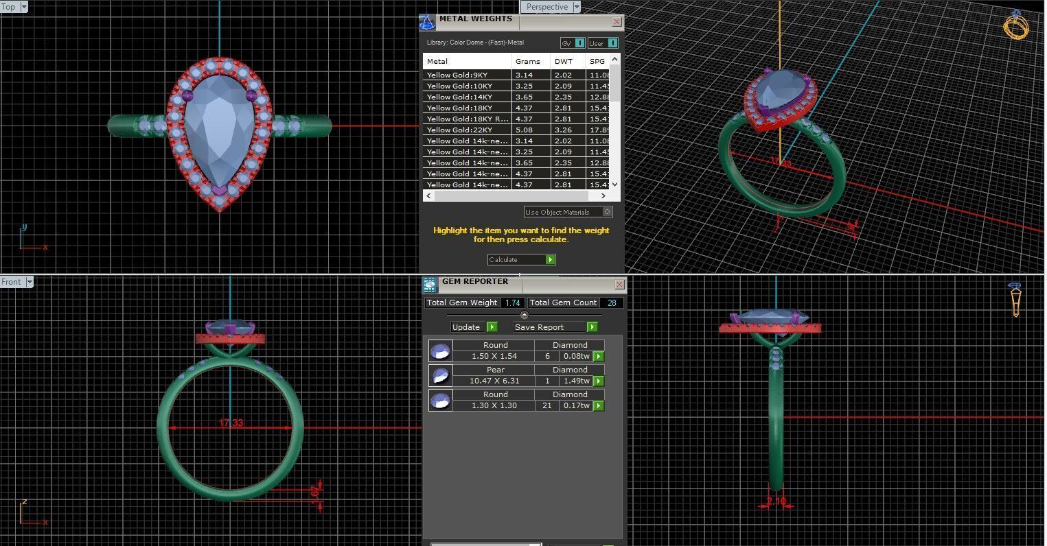 Pear Diamond Halo Setting Solitaire Ring 3D print model_25
