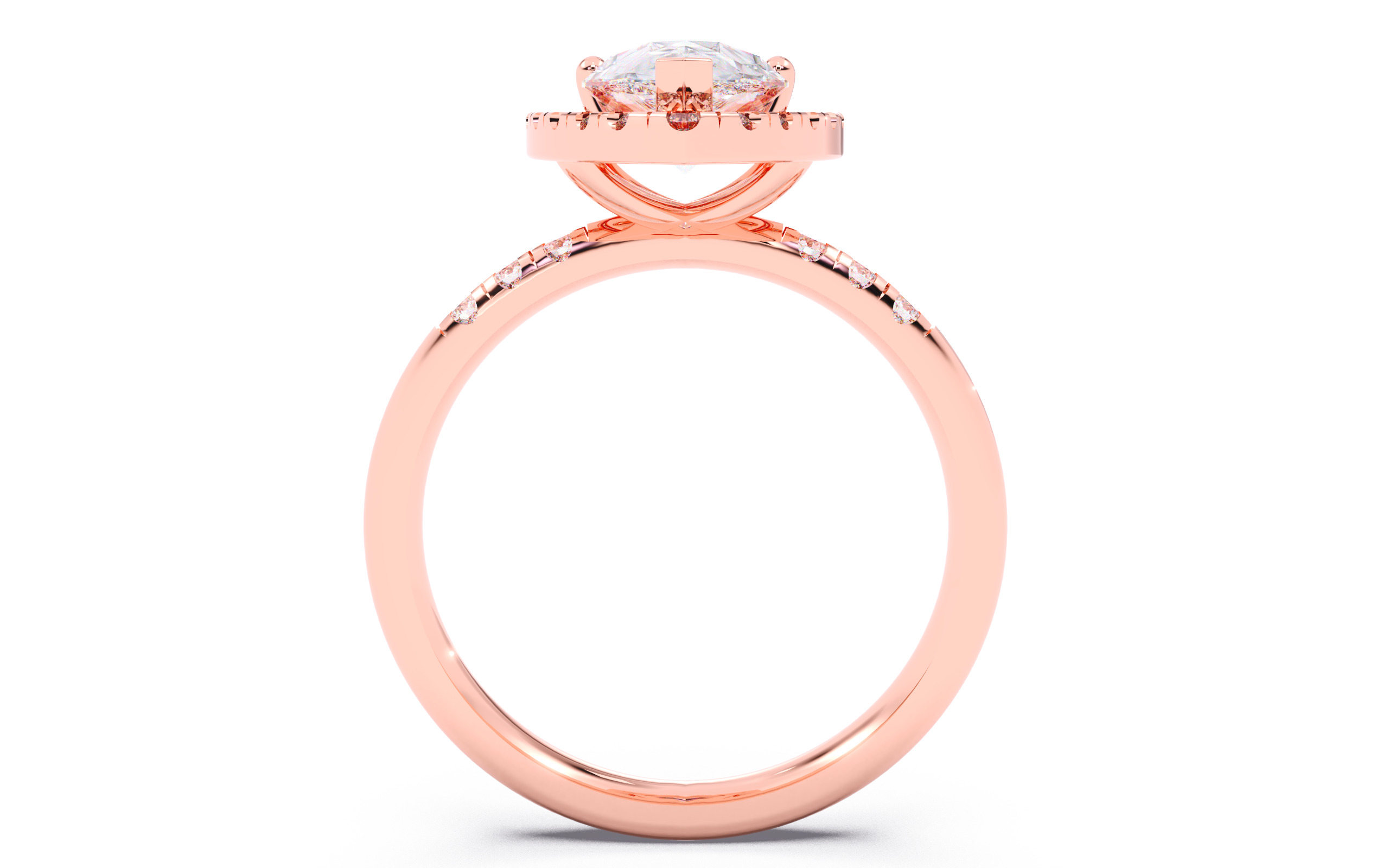 Pear Diamond Halo Setting Solitaire Ring 3D print model_6