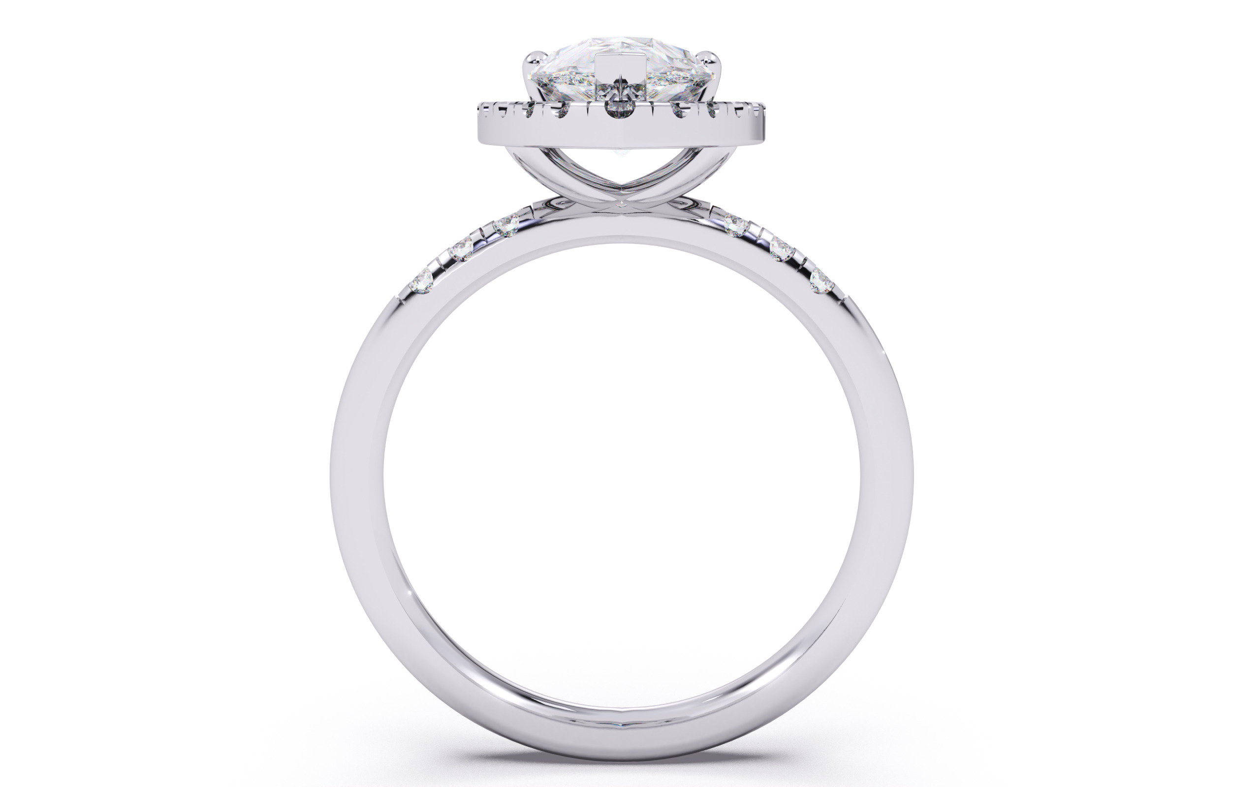Pear Diamond Halo Setting Solitaire Ring 3D print model_9